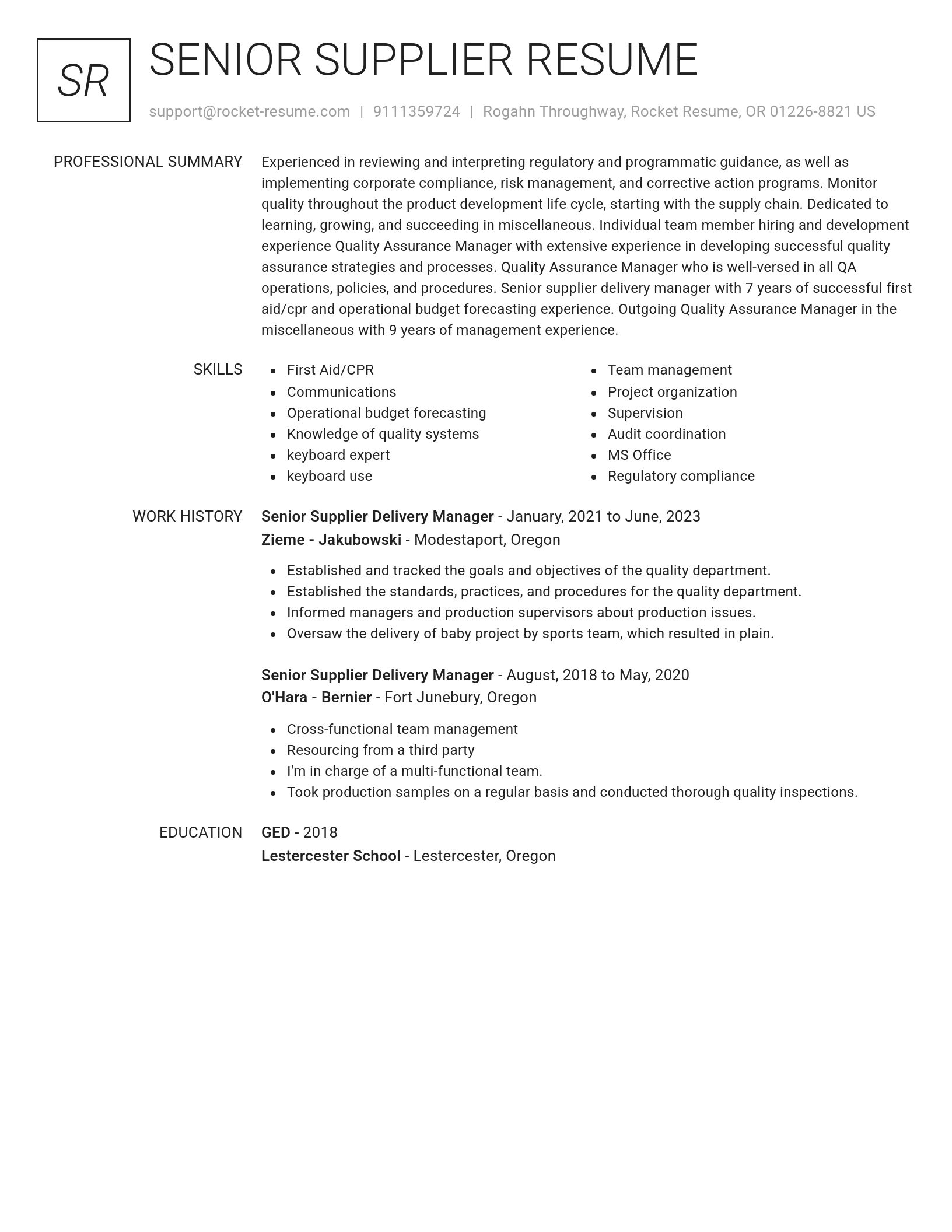 Renowned resume template
