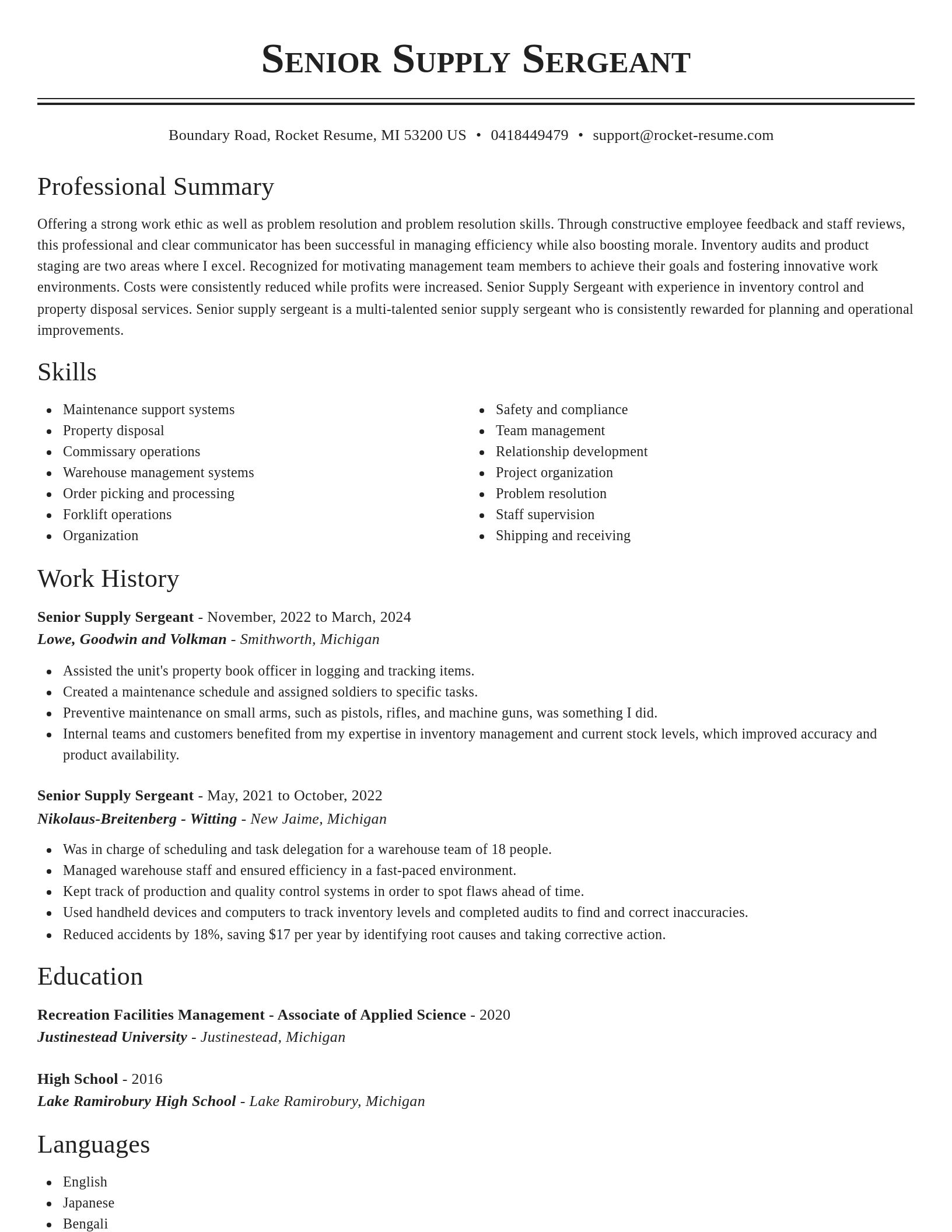 Classic resume template