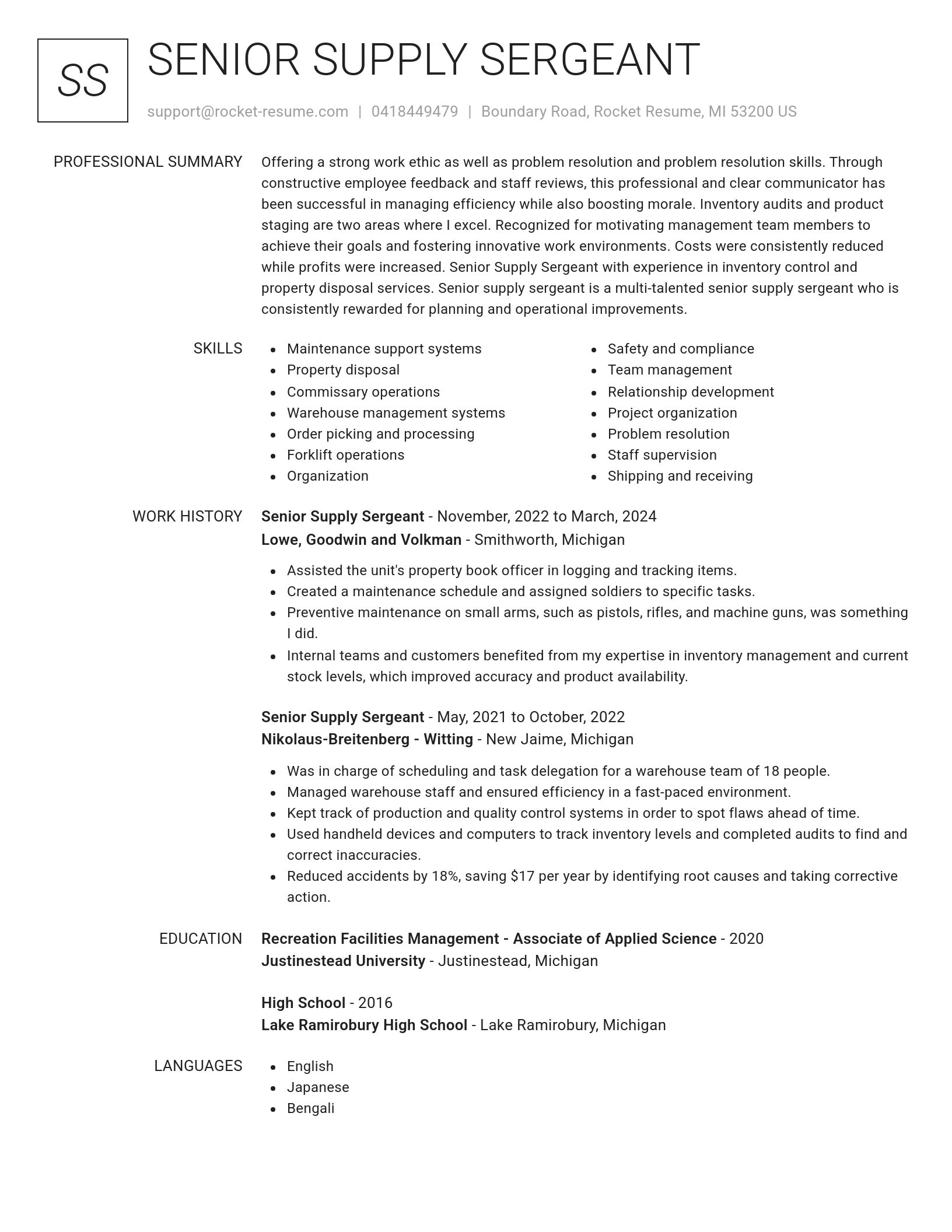 Renowned resume template