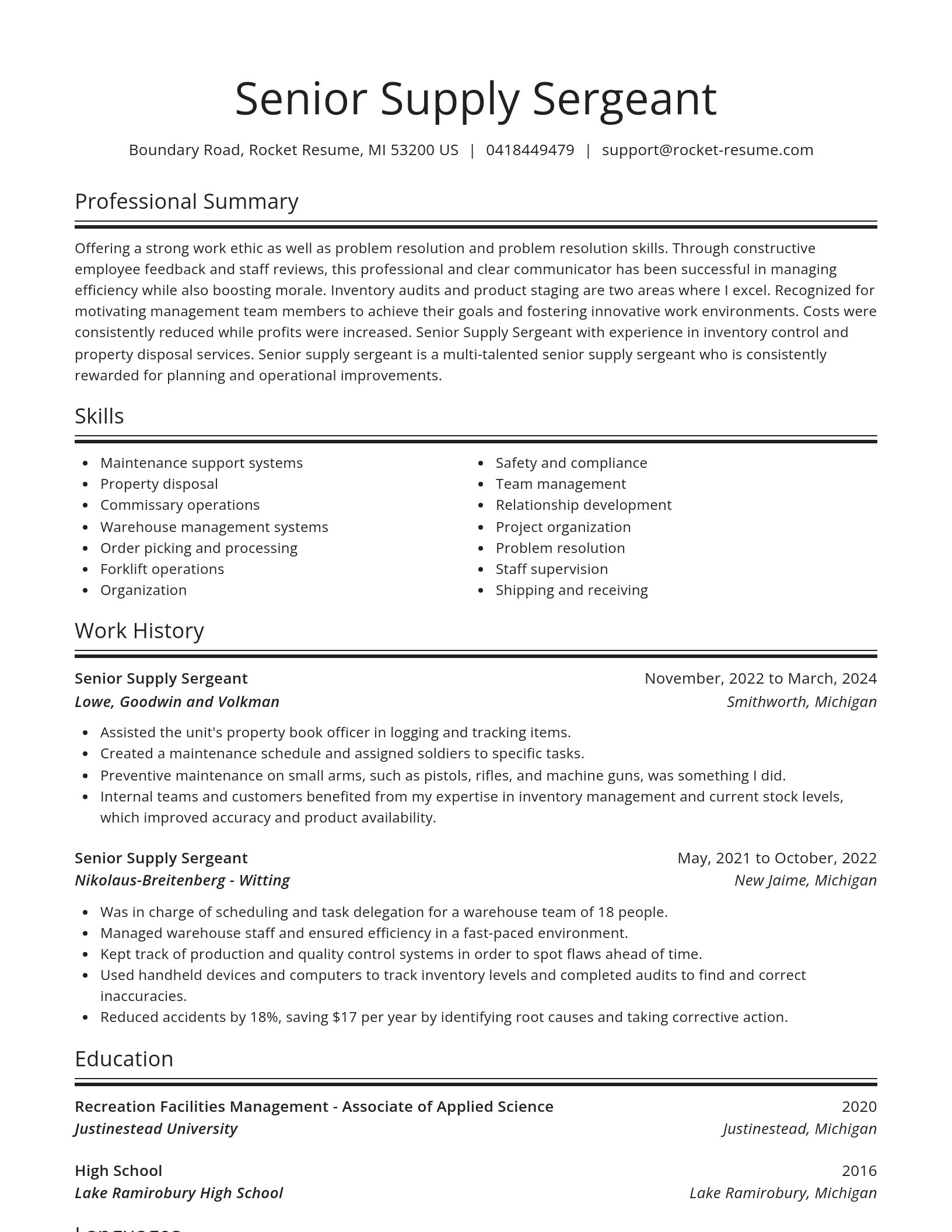 Spotlight resume template