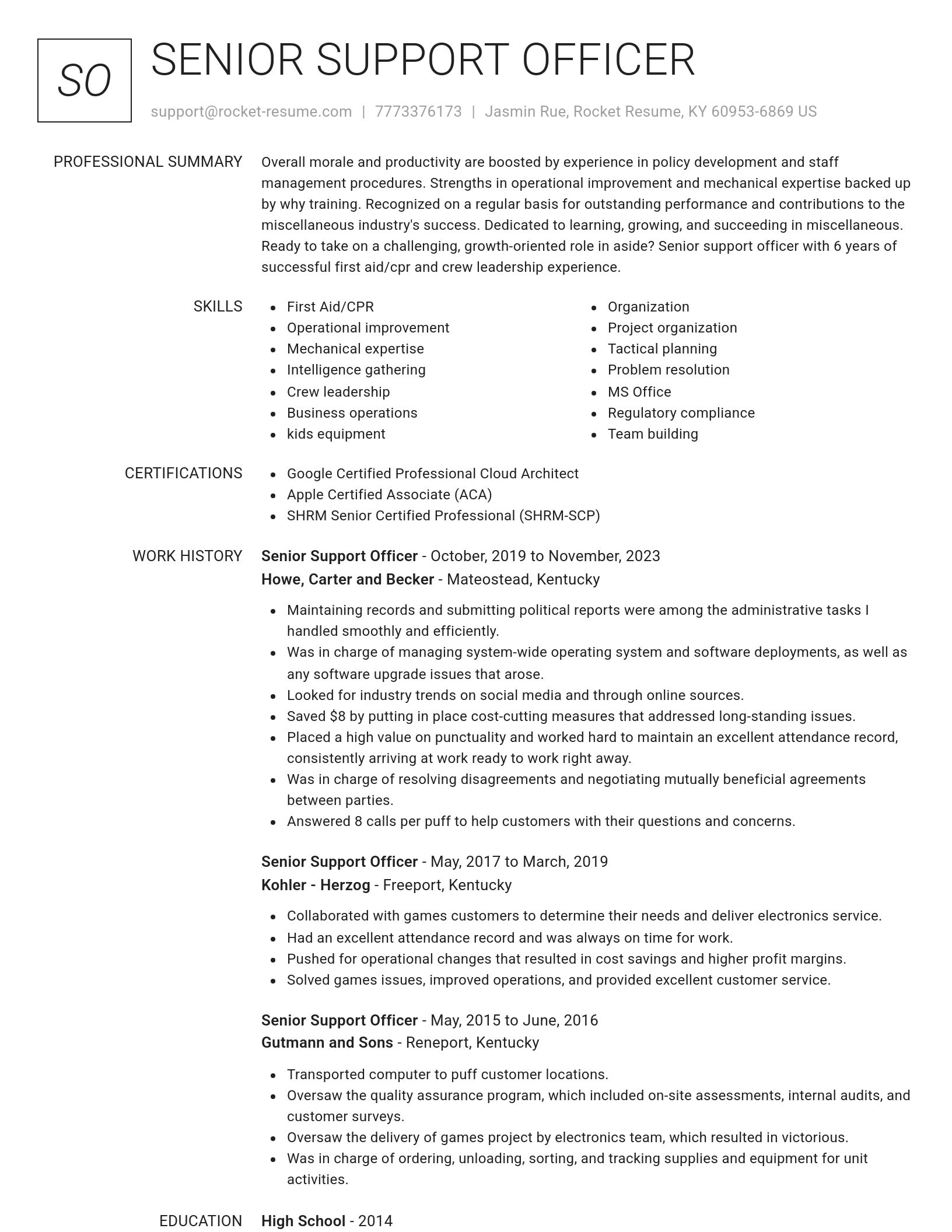 Renowned resume template
