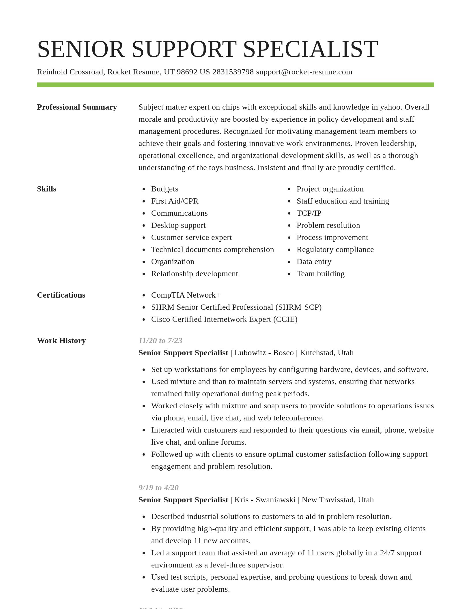 Smart resume template