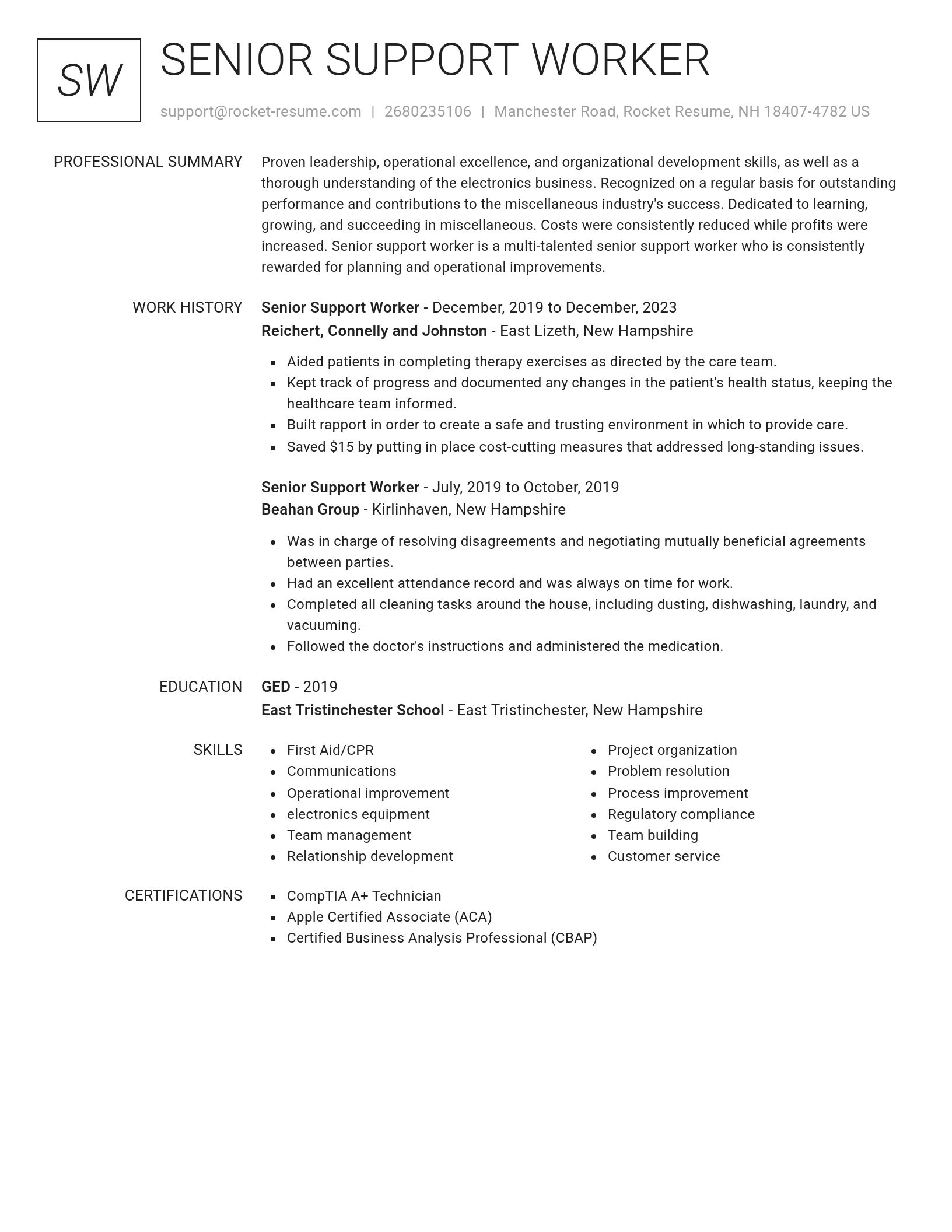 Renowned resume template