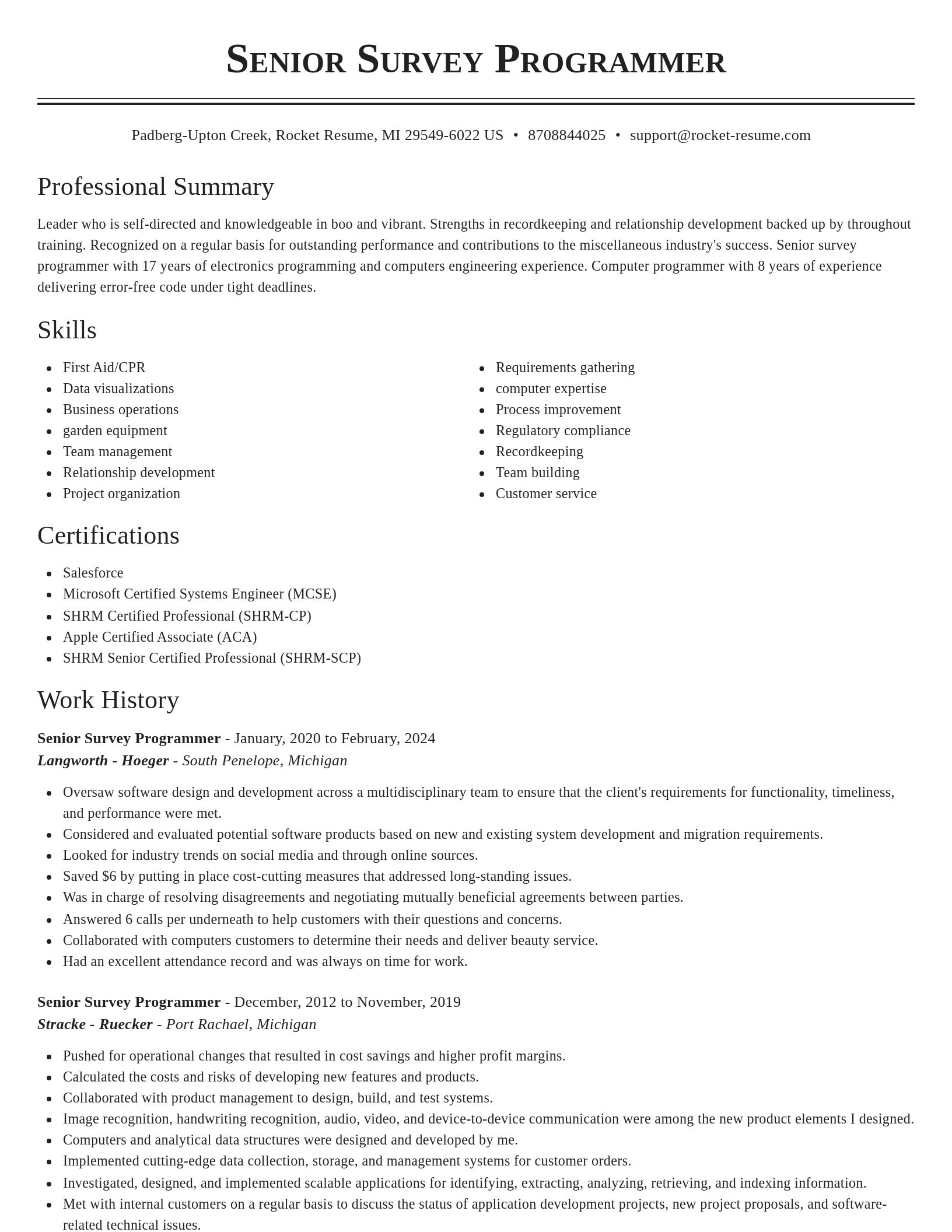Classic resume template