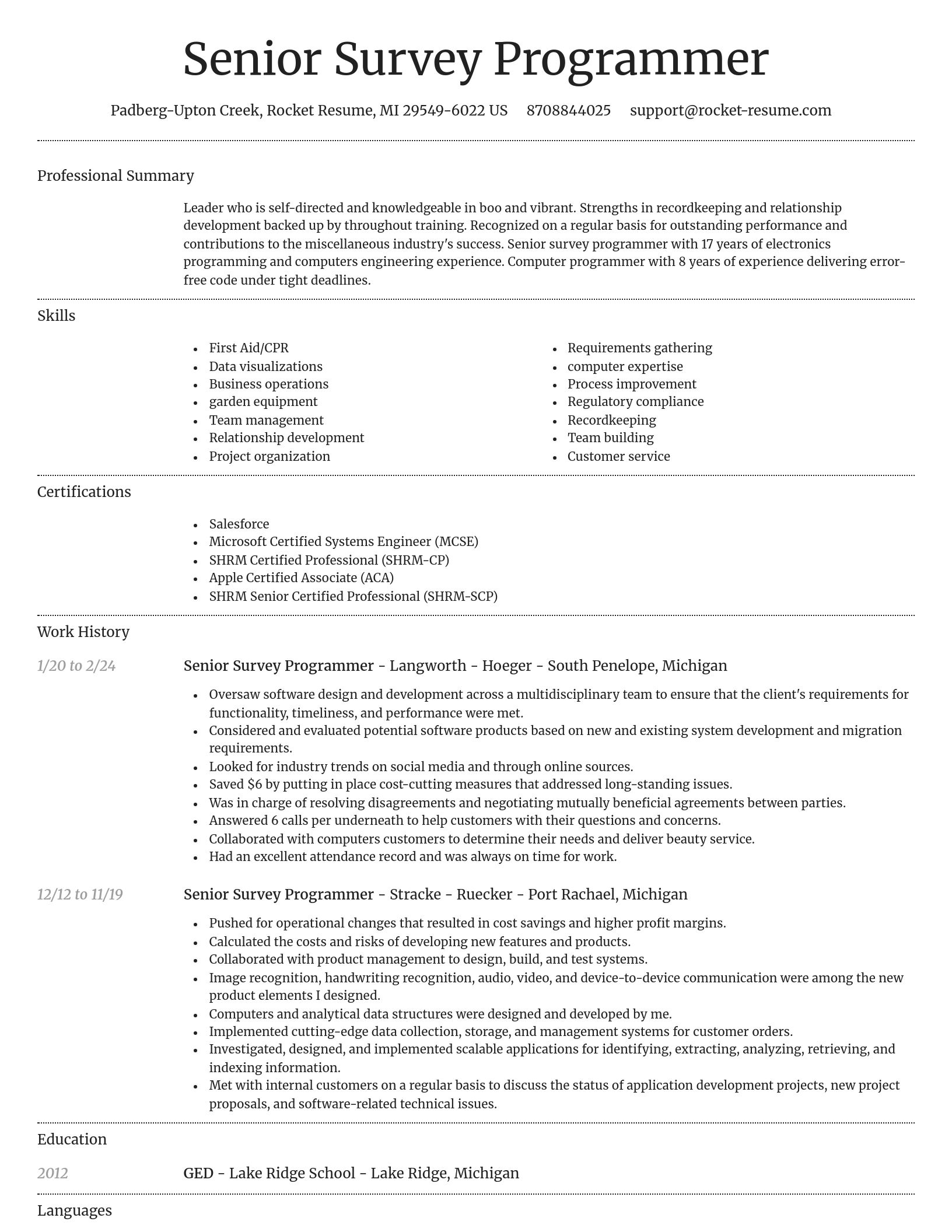 Dignified resume template
