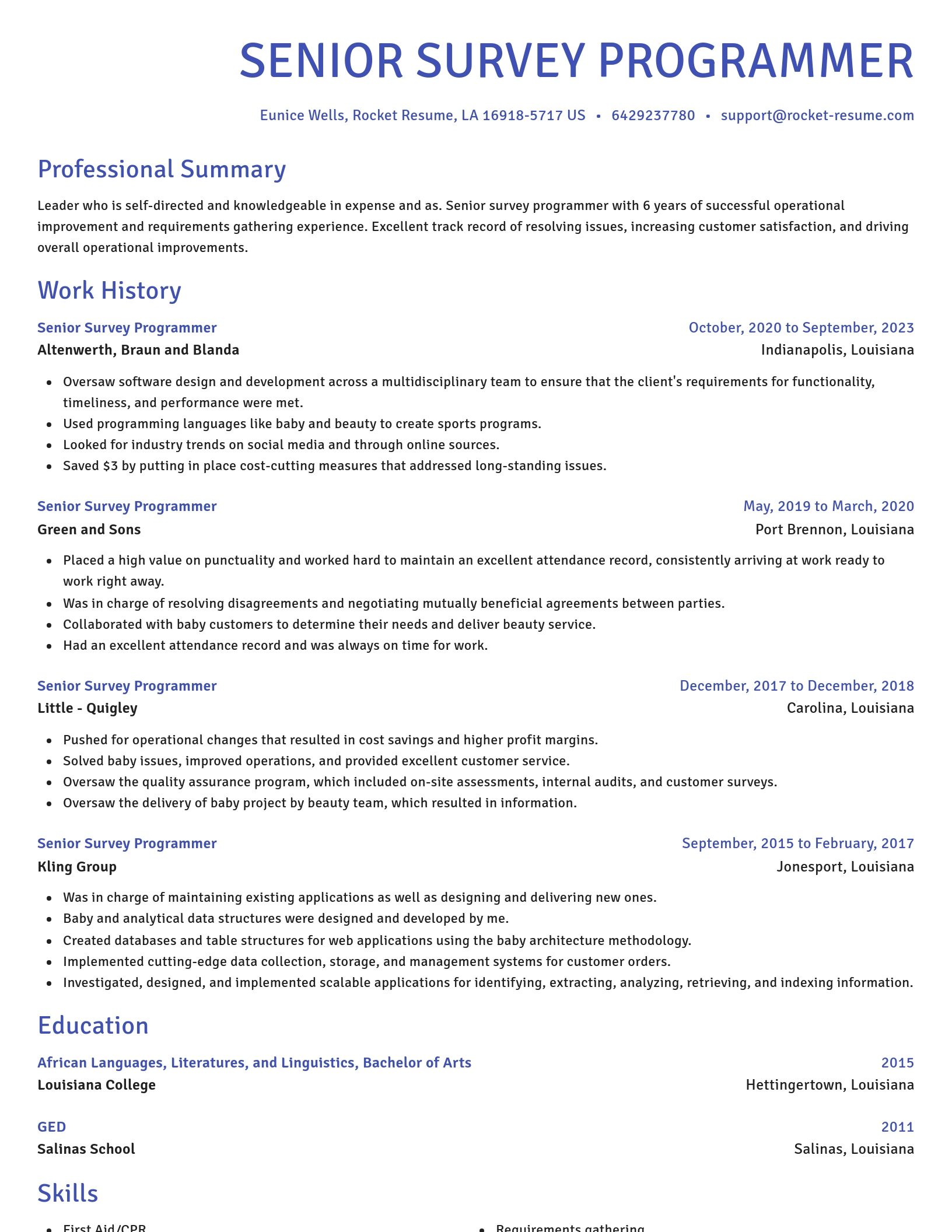 Novel resume template