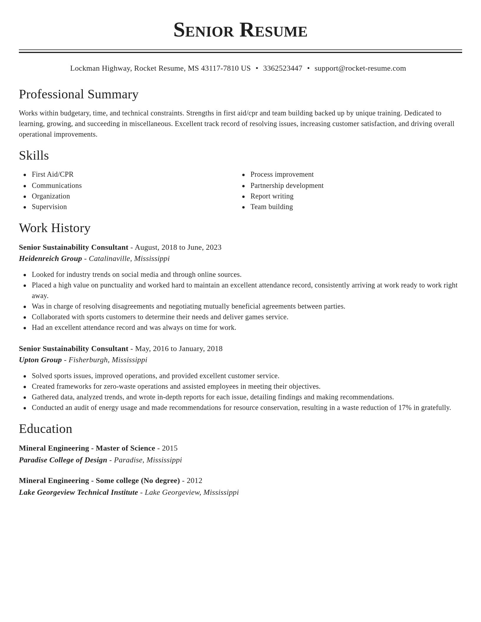 Classic resume template