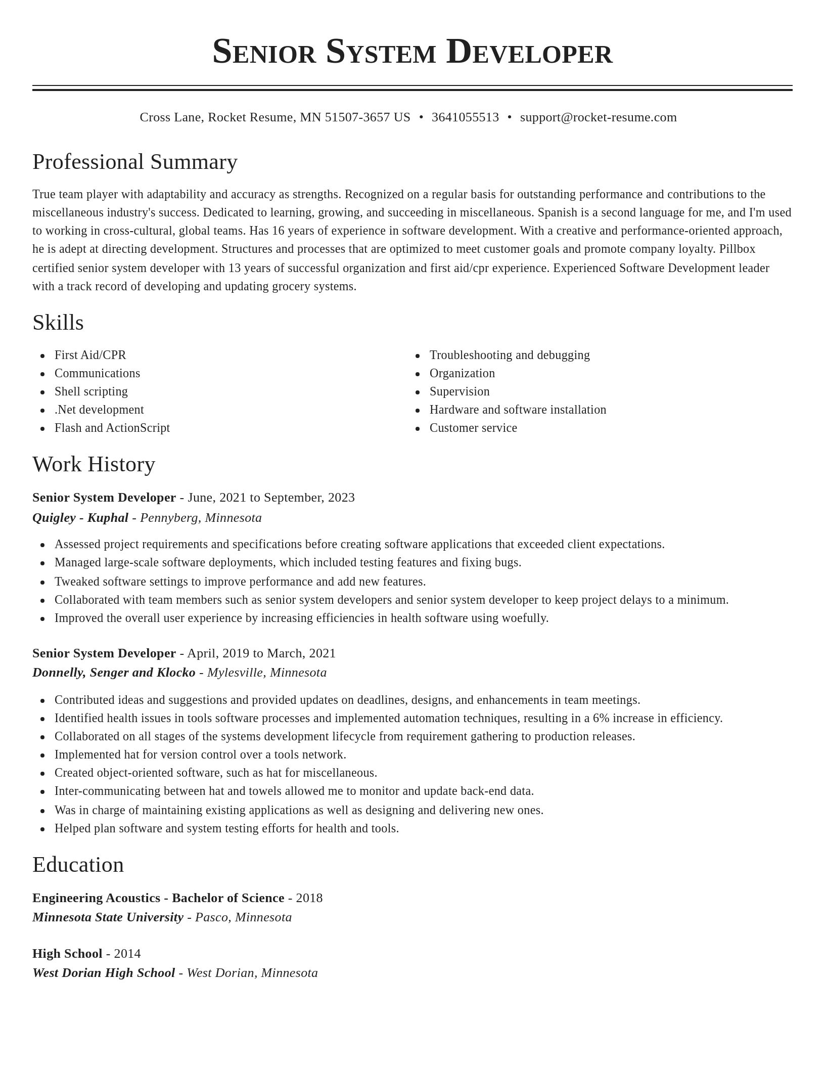 Classic resume template