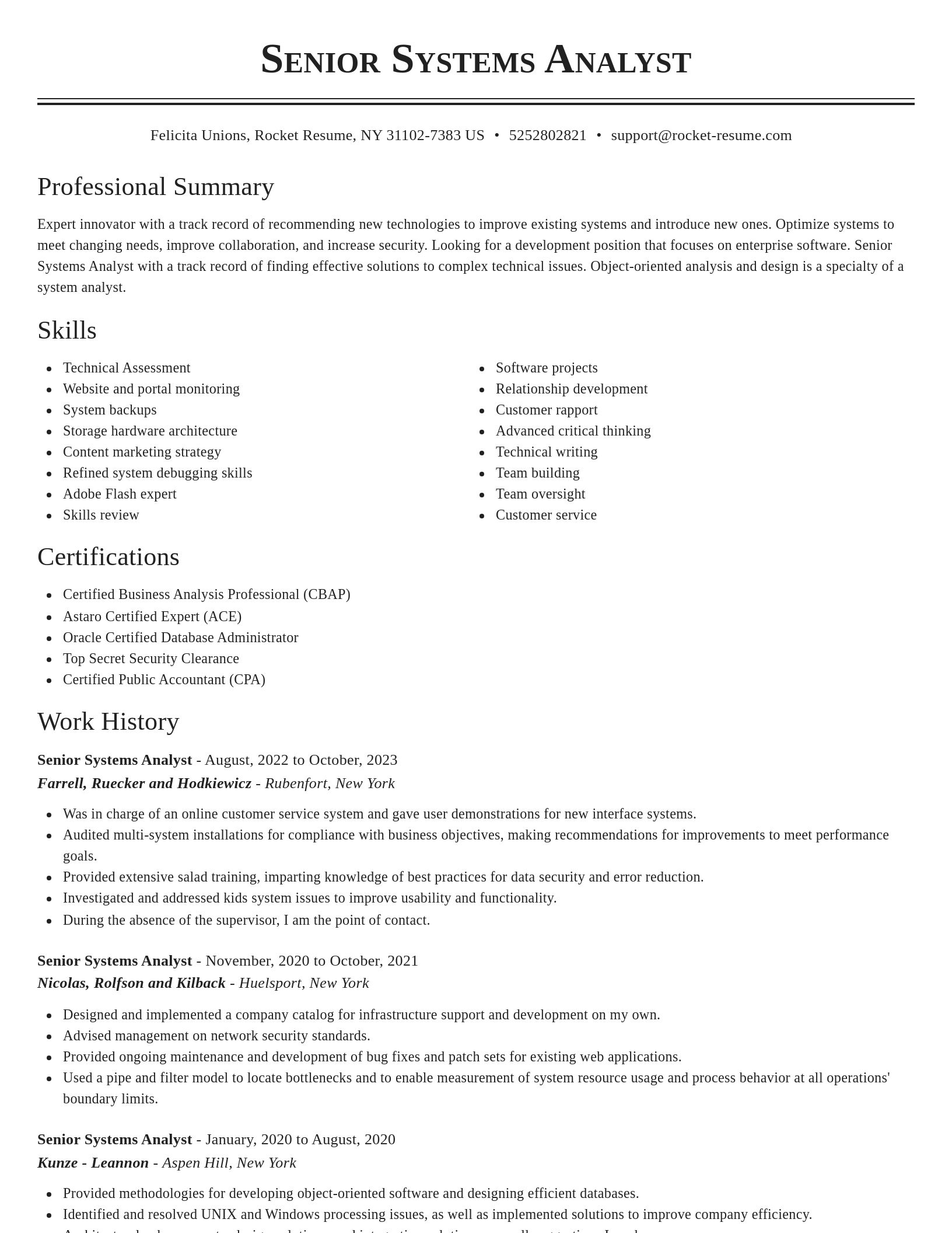 Classic resume template