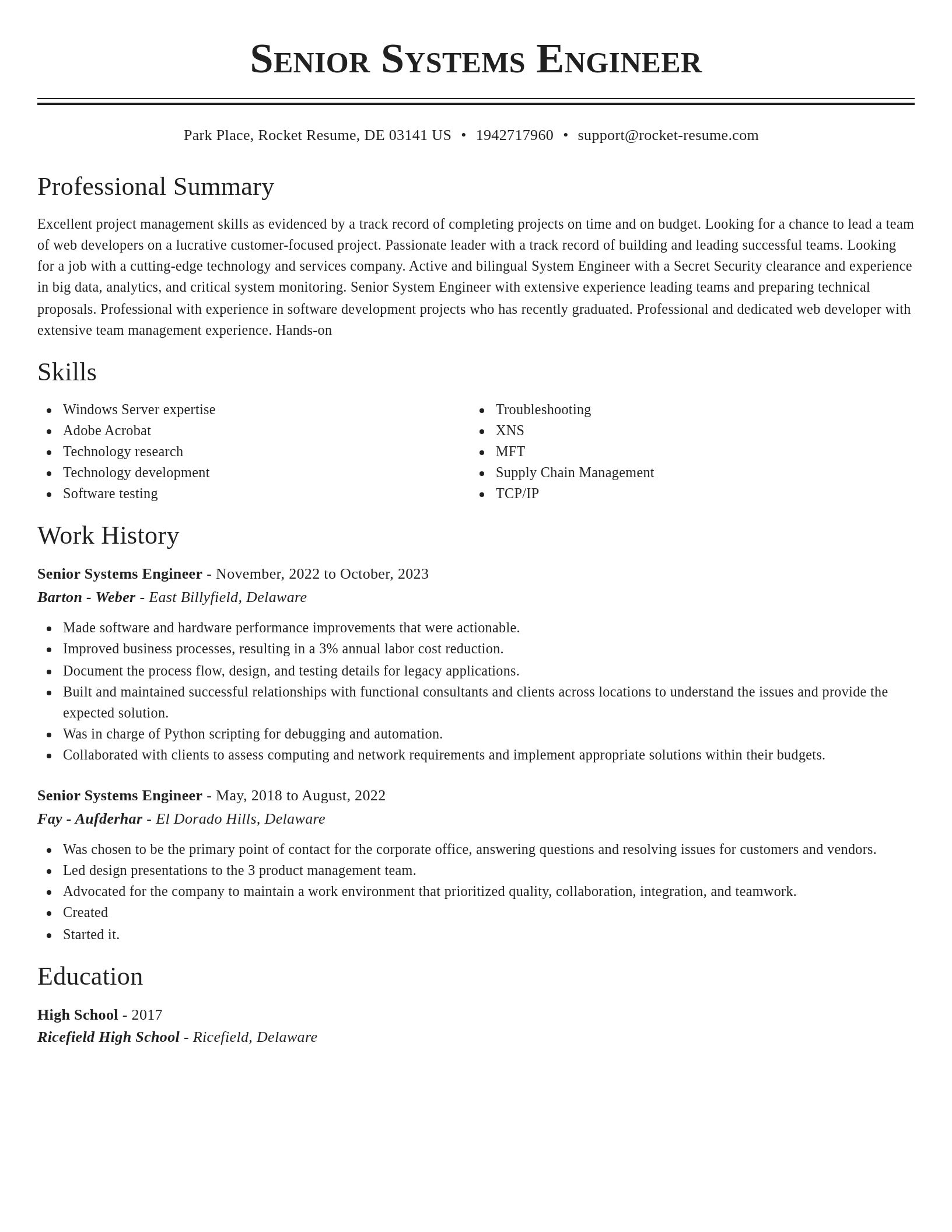 Classic resume template