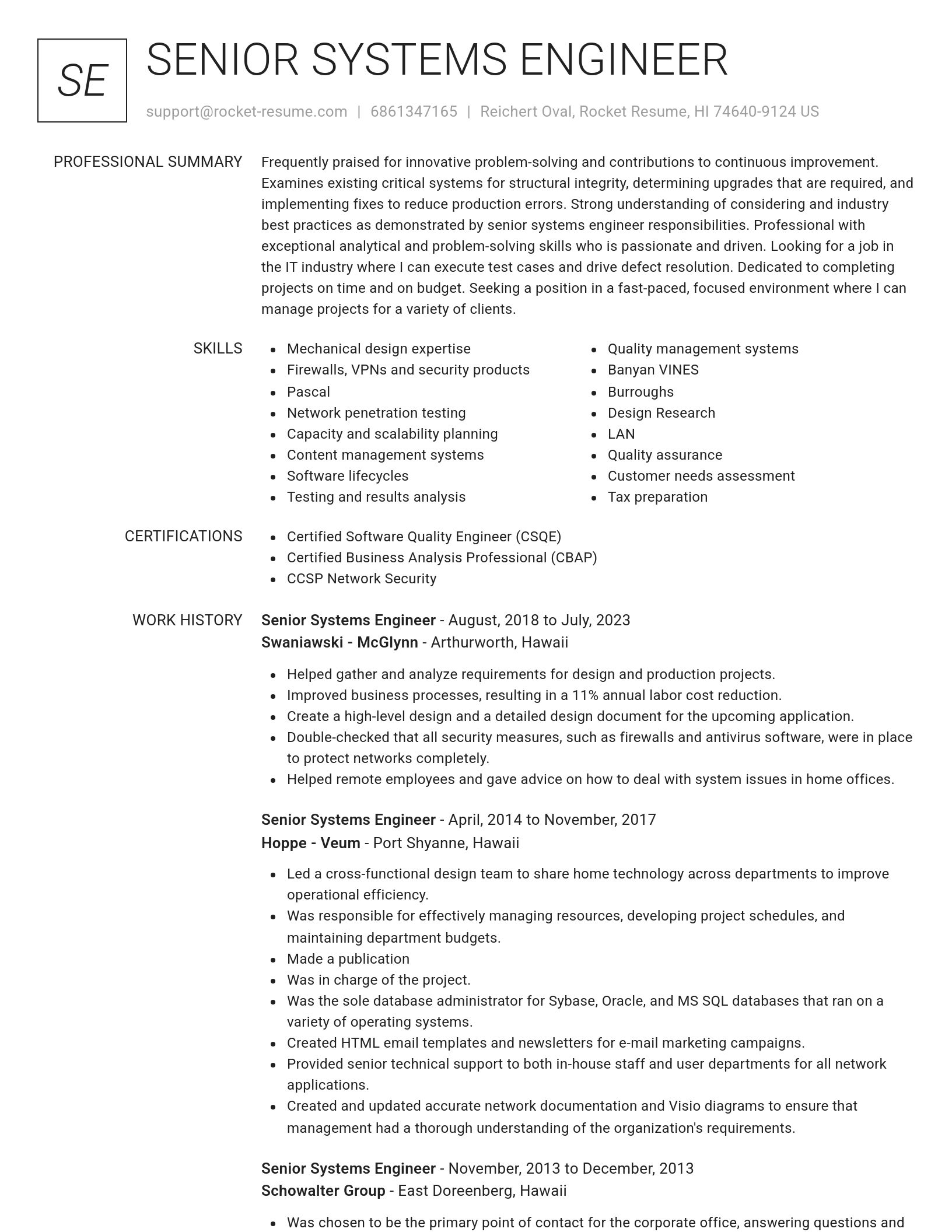 Renowned resume template