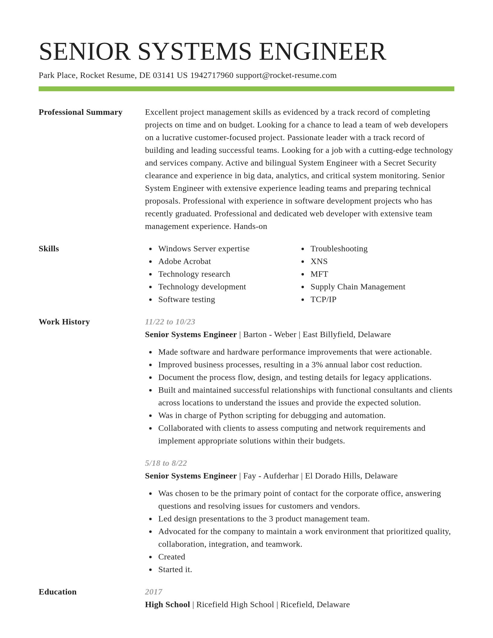 Smart resume template