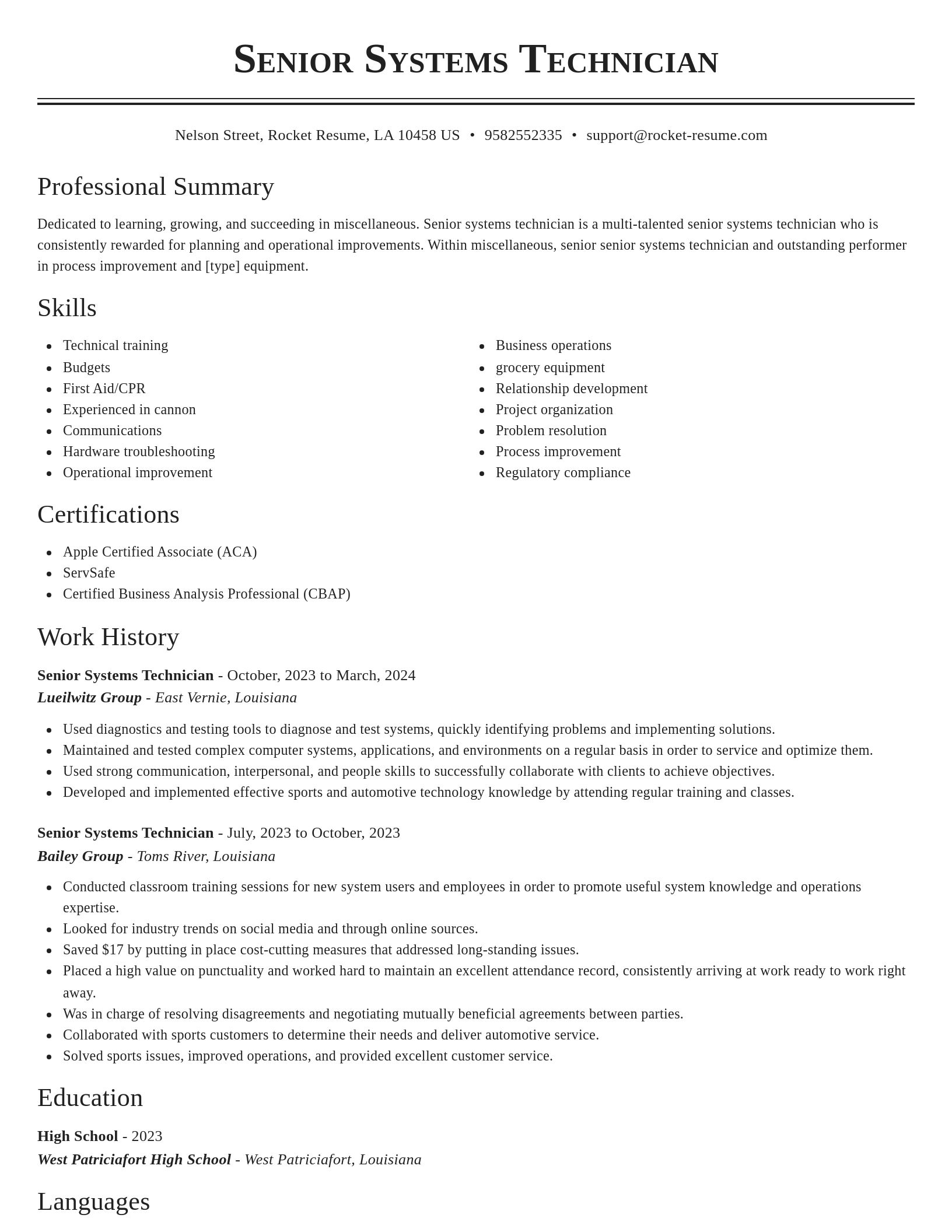 Classic resume template