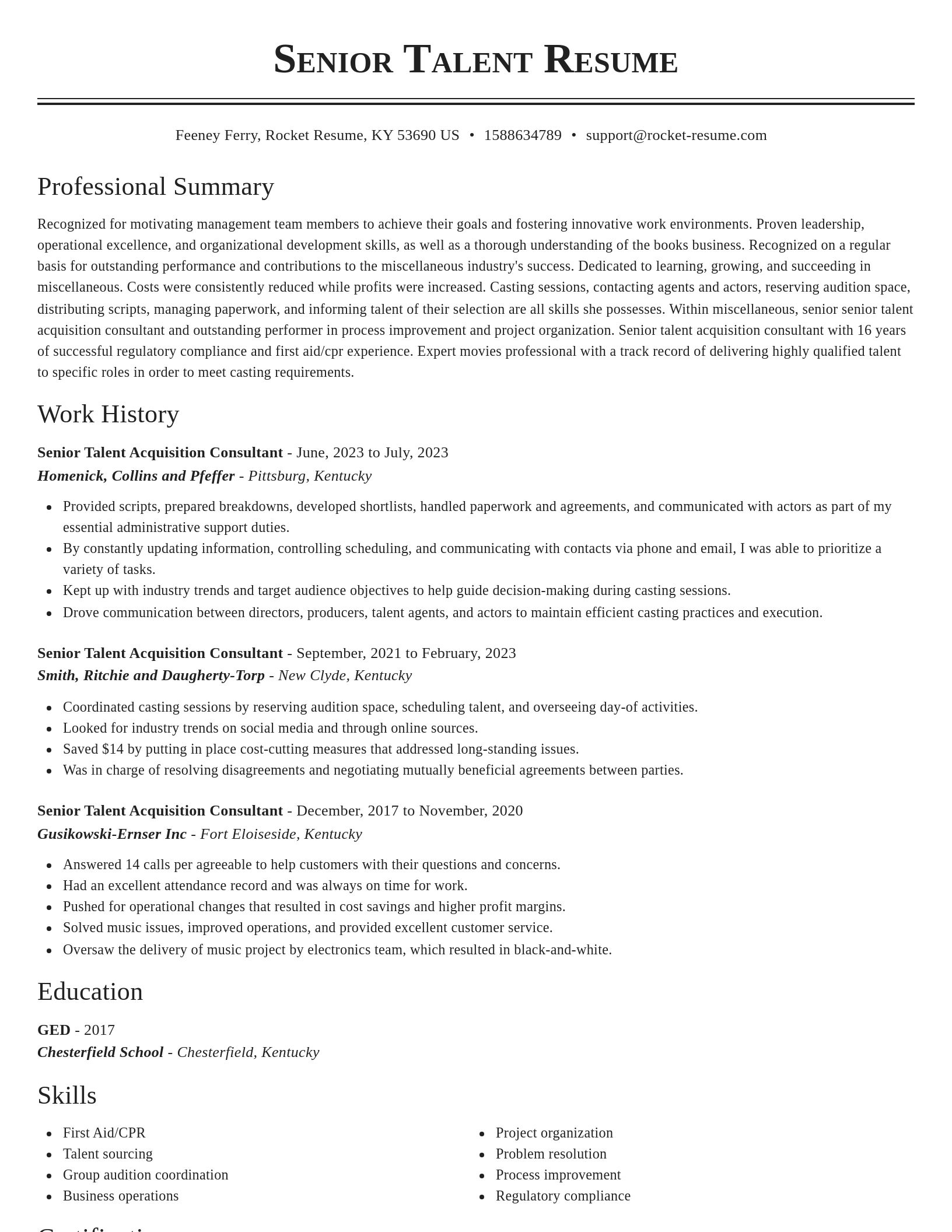Classic resume template