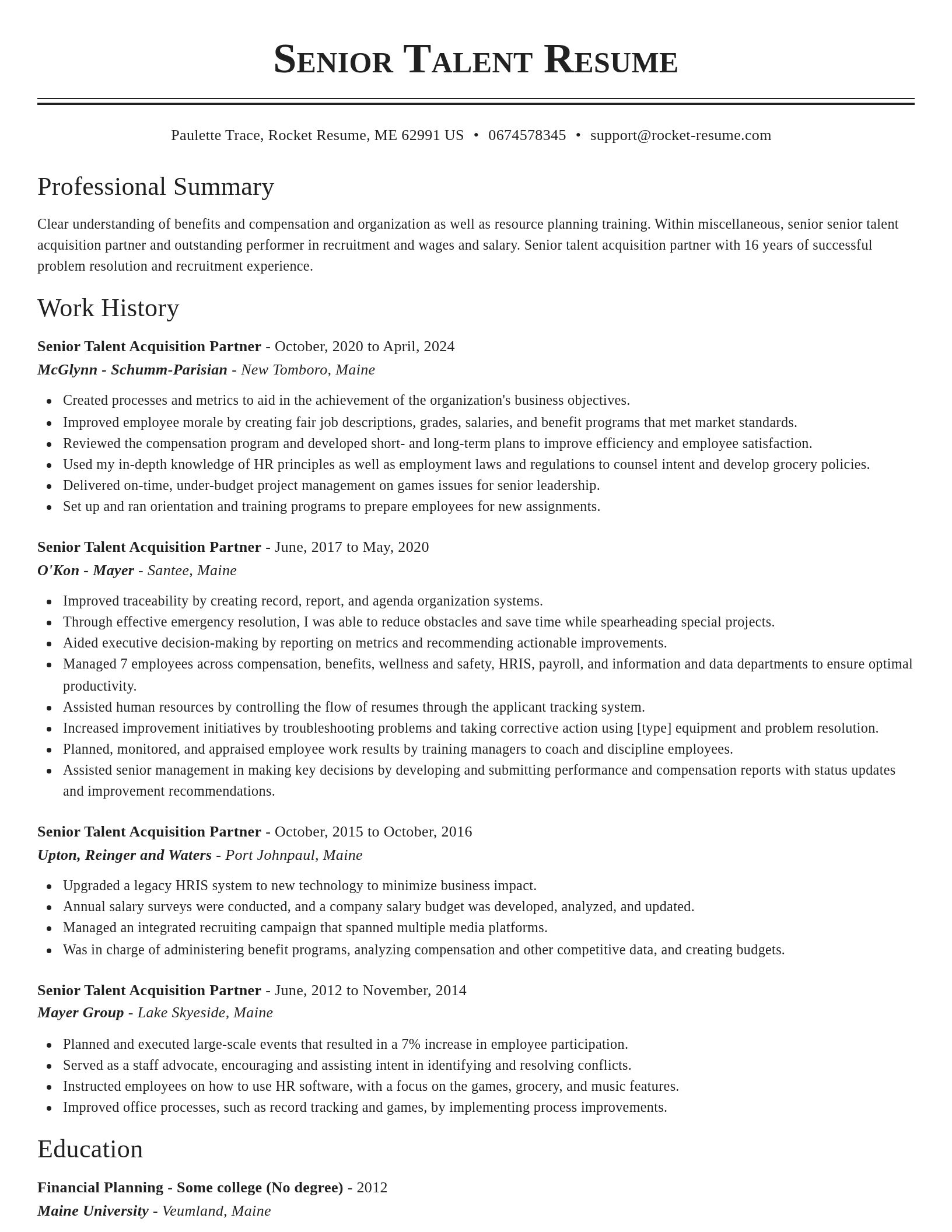 Classic resume template