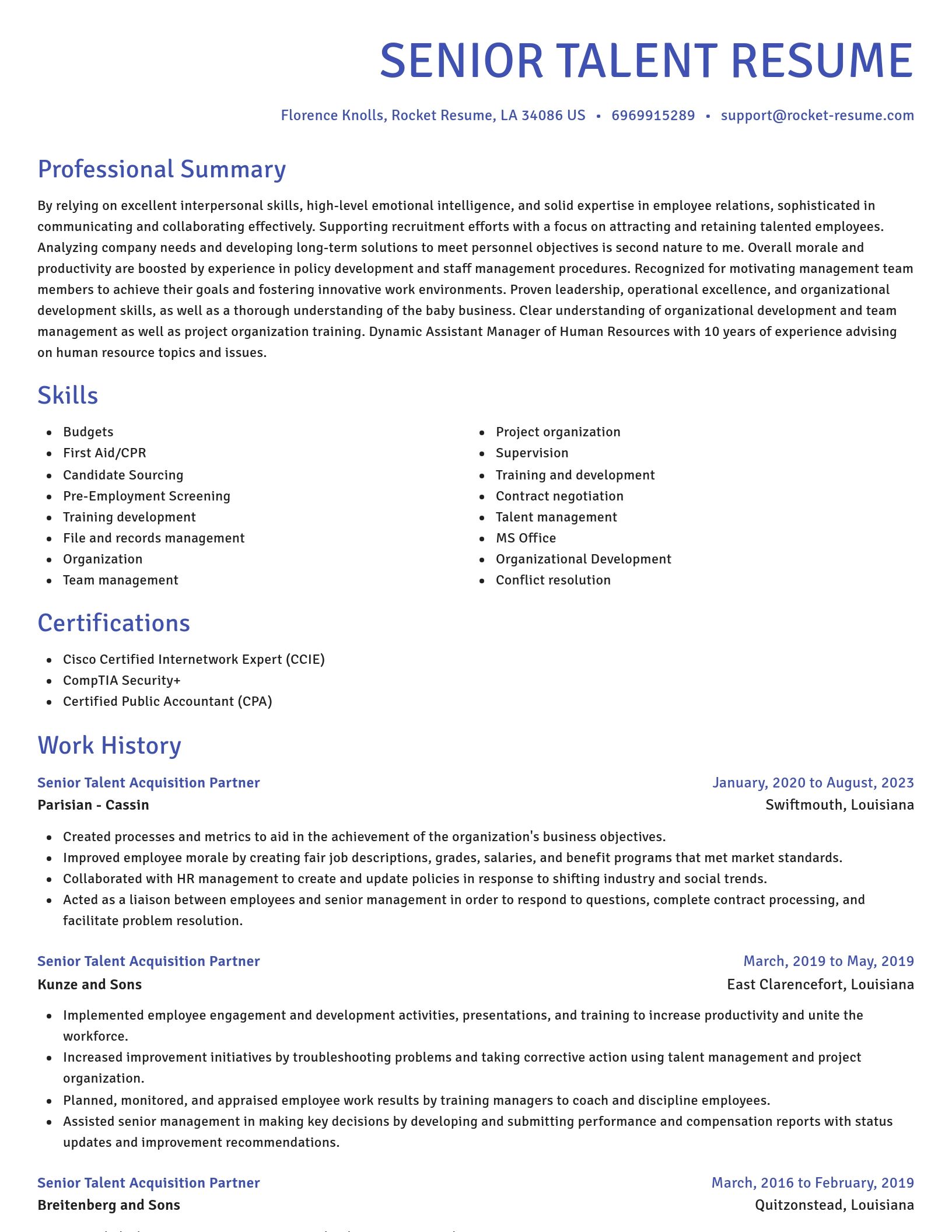 Novel resume template