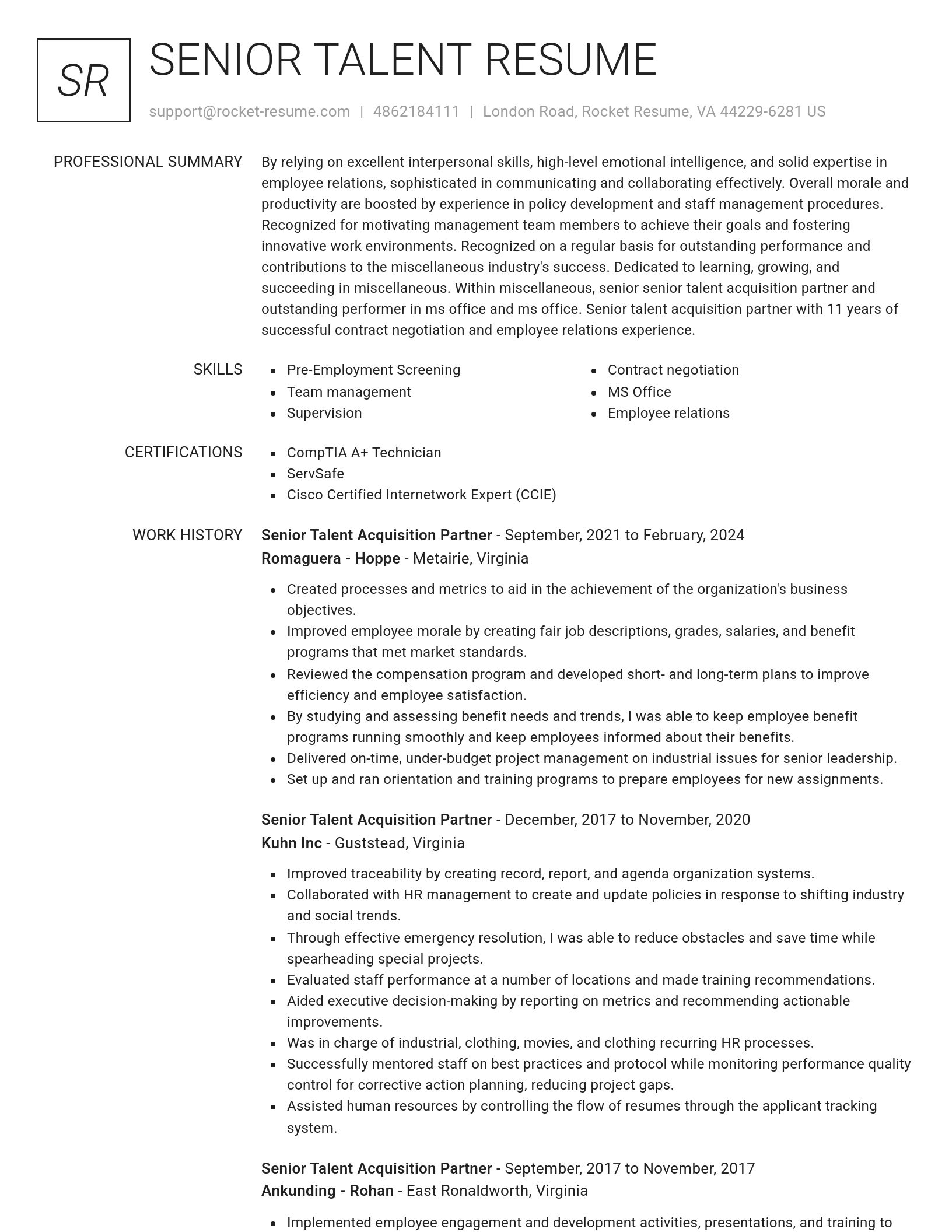 Renowned resume template