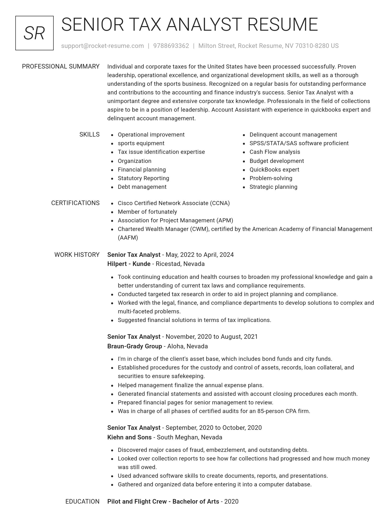 Renowned resume template