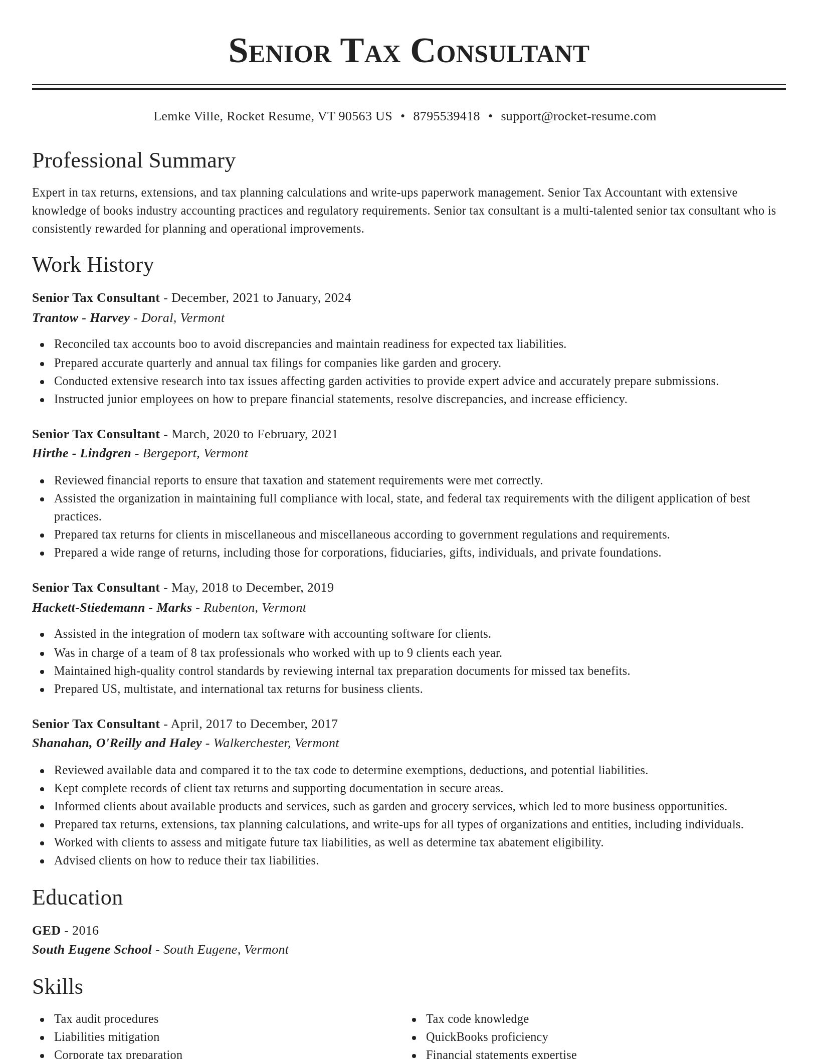 Classic resume template