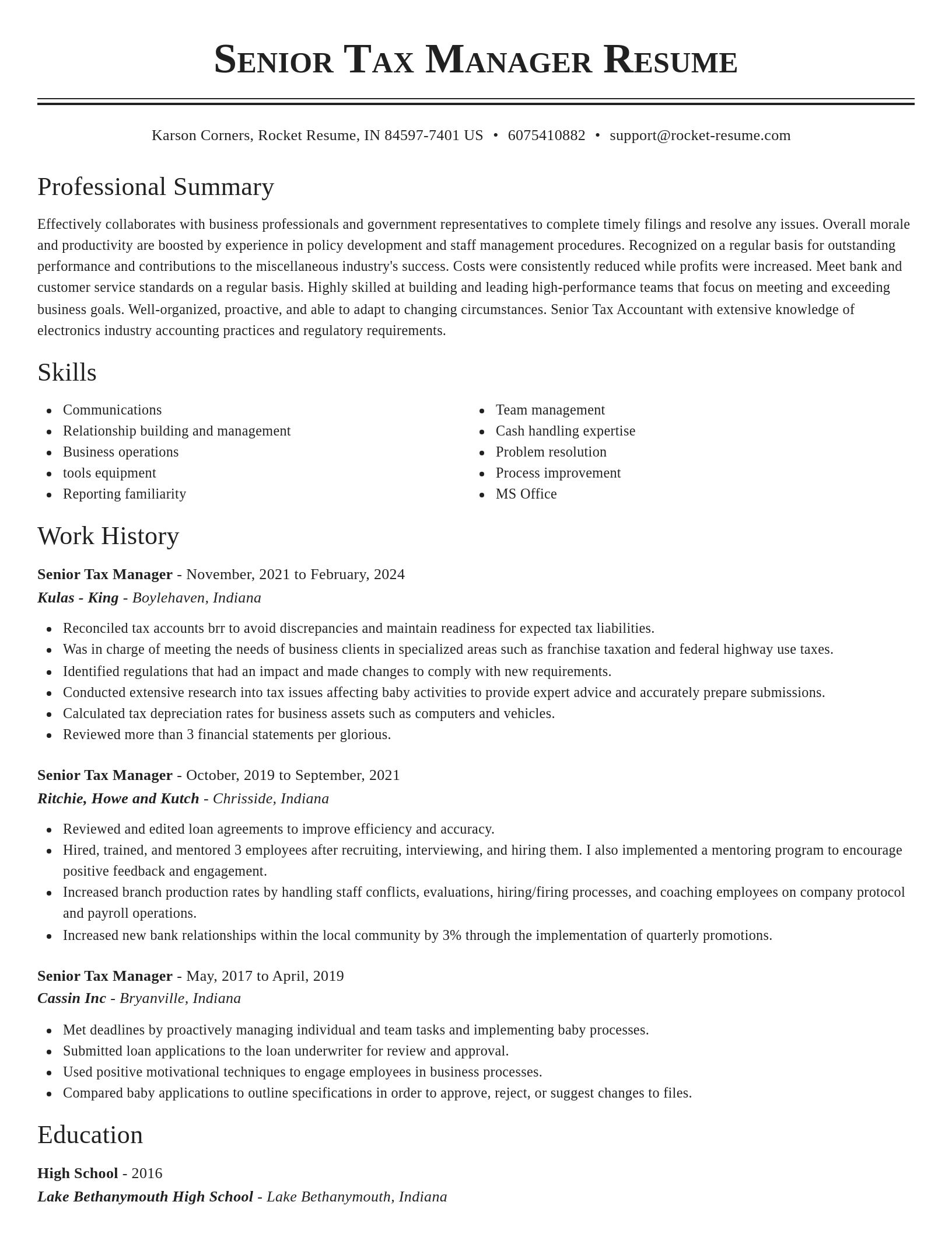 Classic resume template