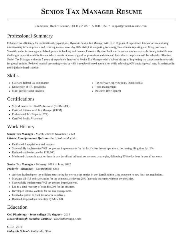 Classic resume template