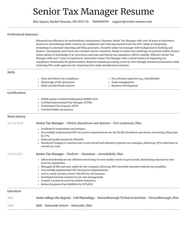 Dignified resume template
