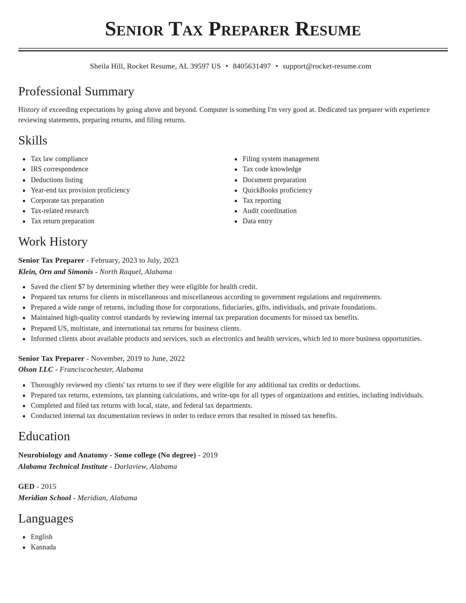 Classic resume template
