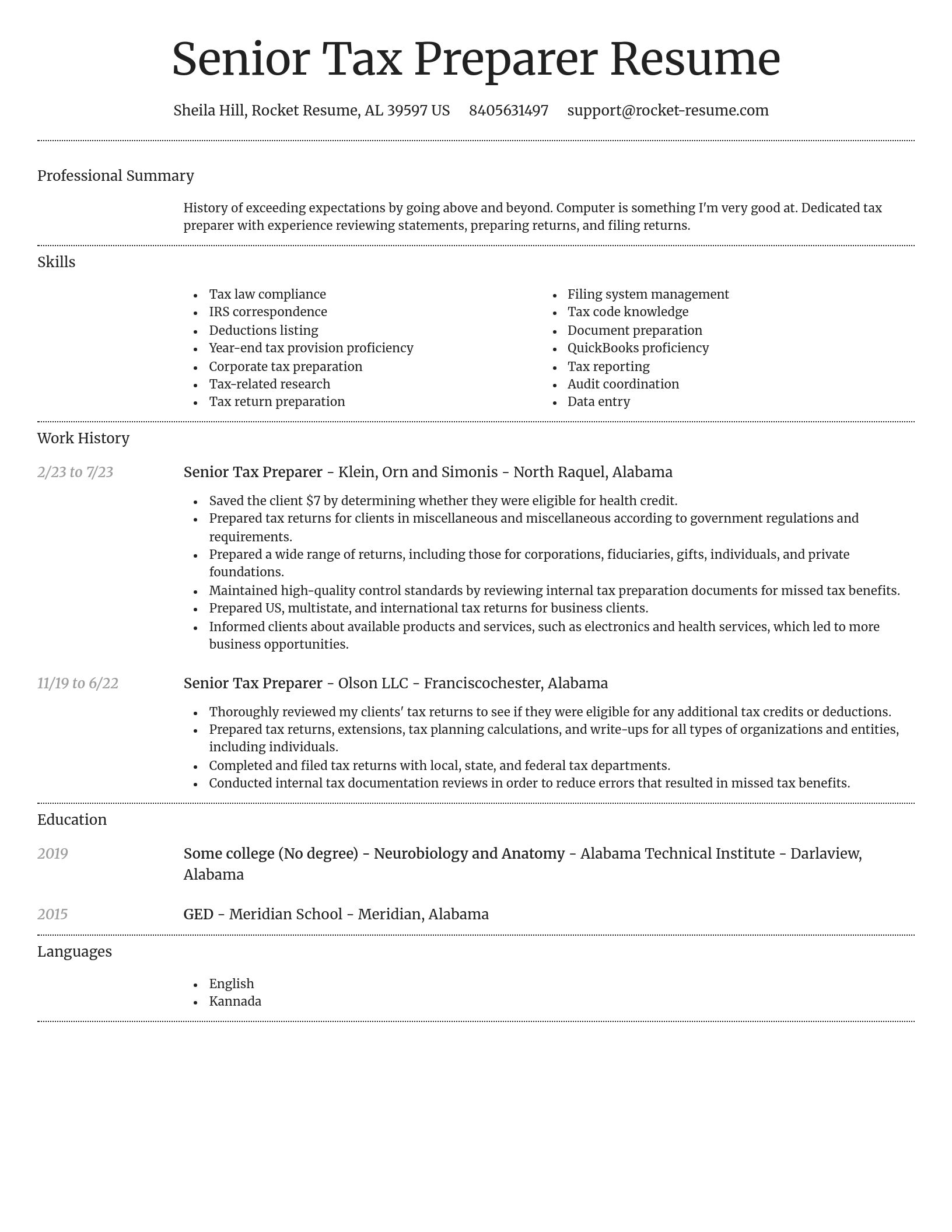 Dignified resume template