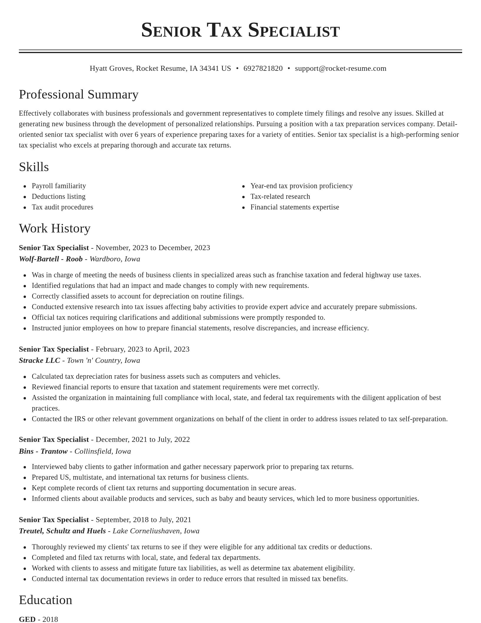Classic resume template