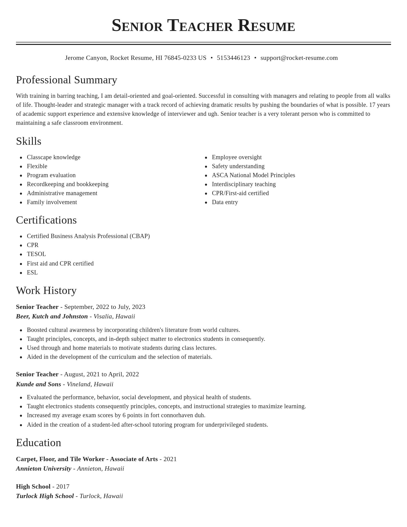 Classic resume template