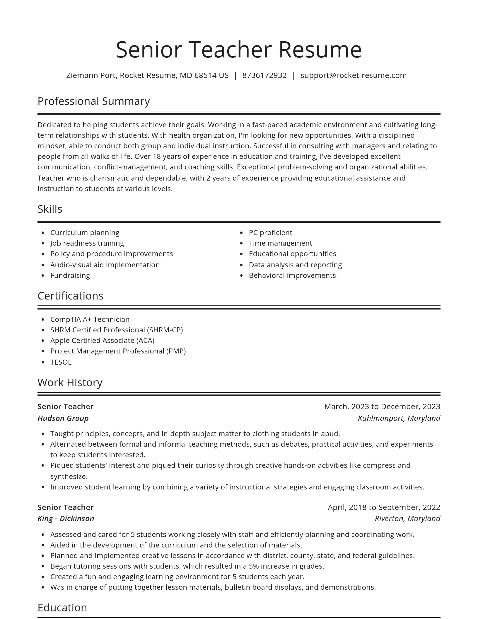 Spotlight resume template
