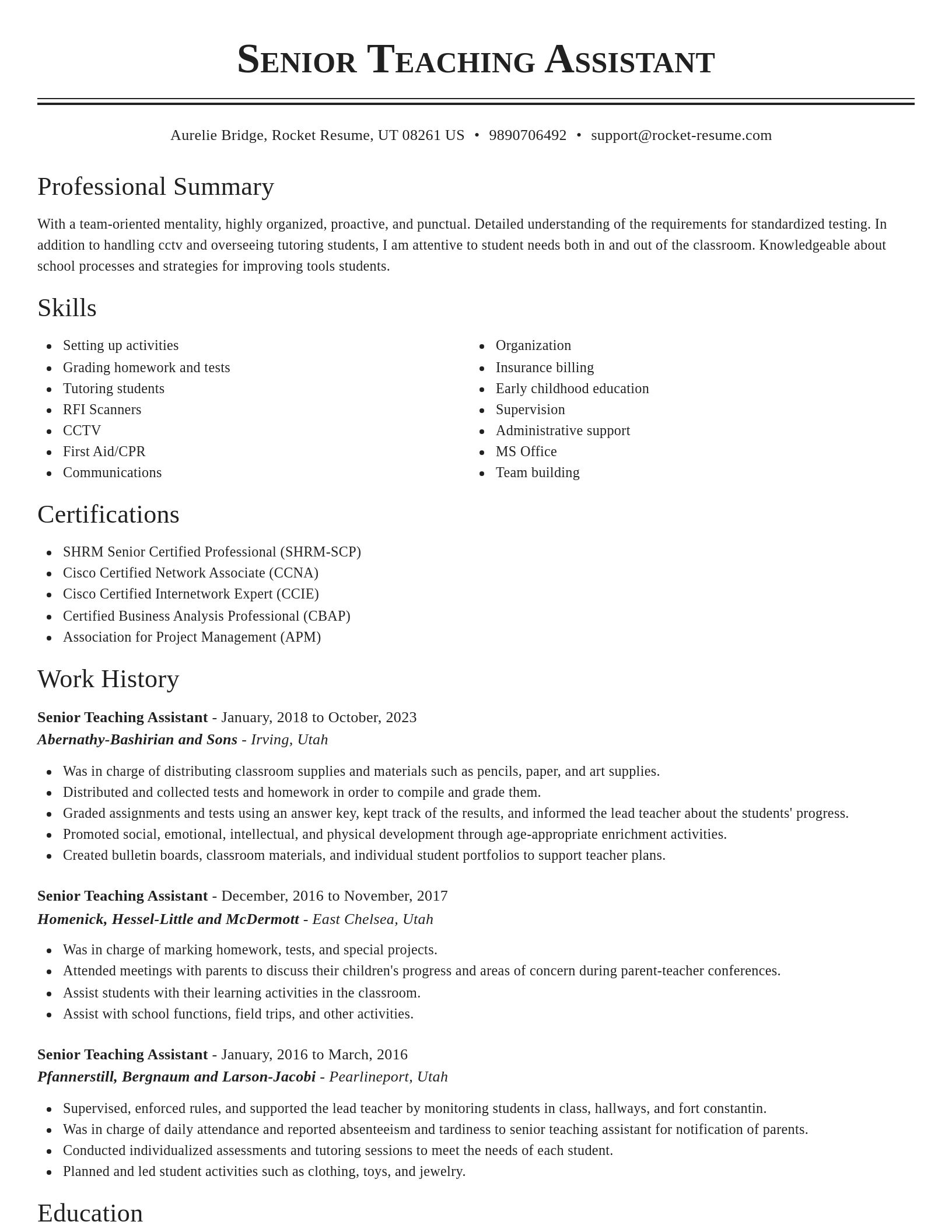 Classic resume template
