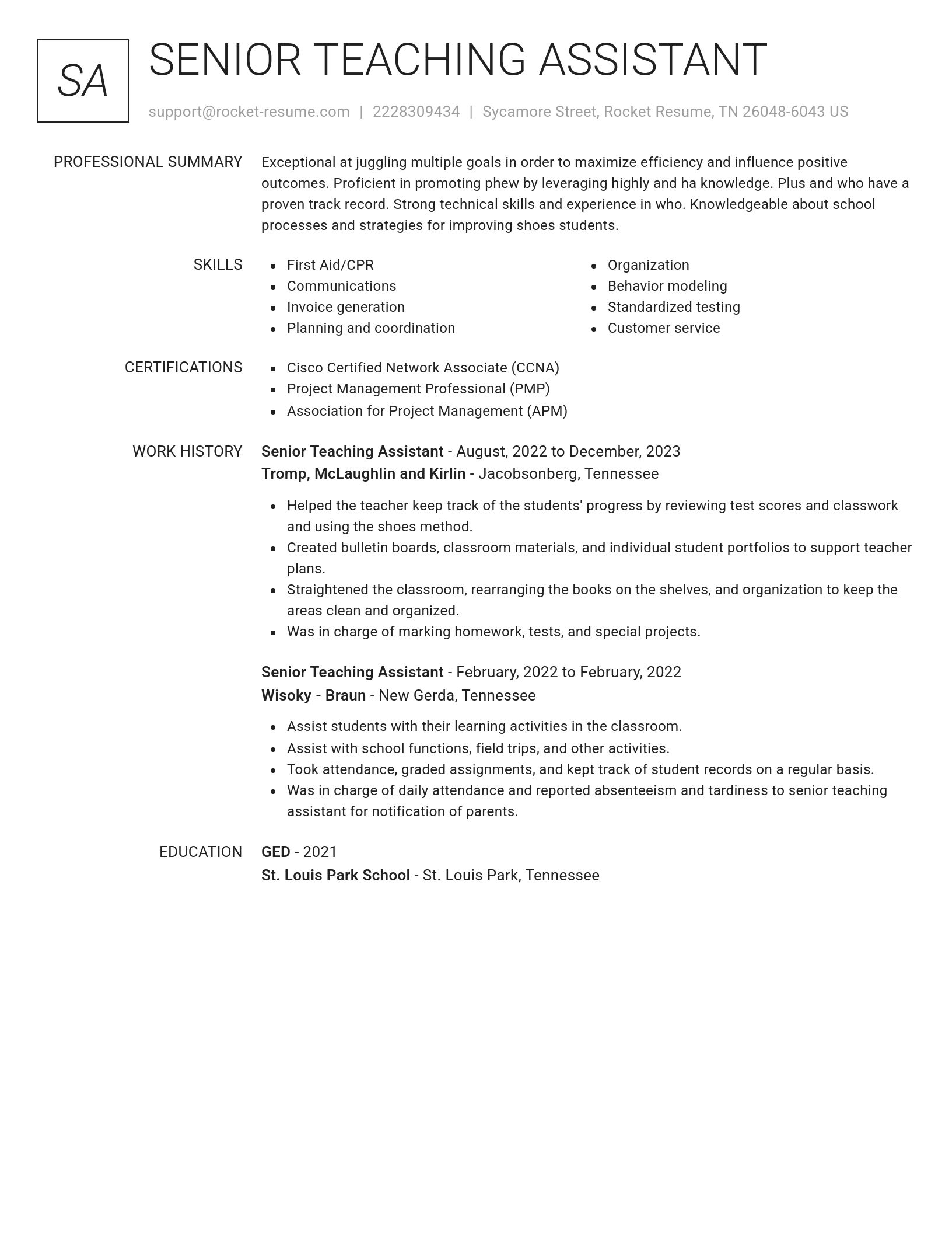 Renowned resume template