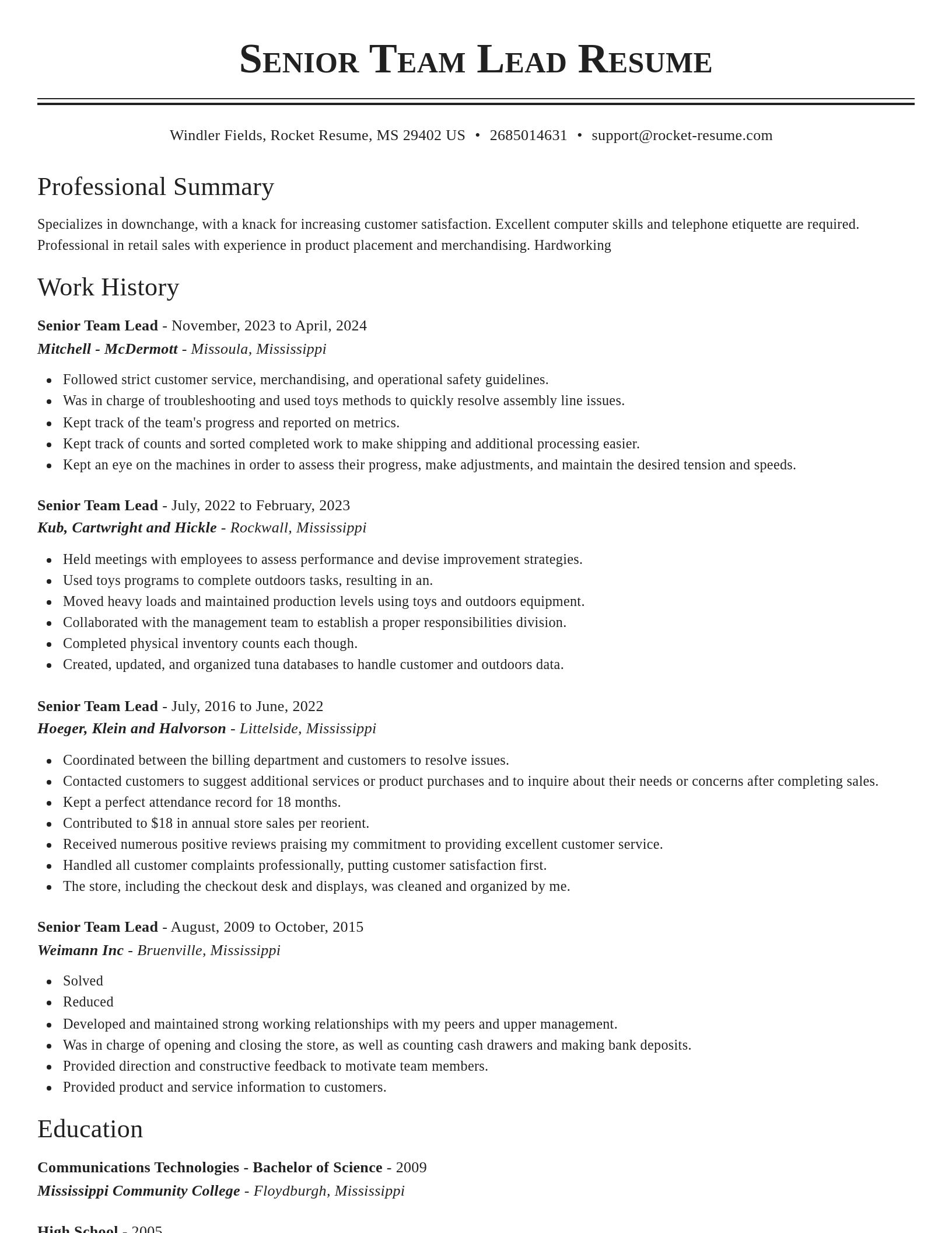 Classic resume template