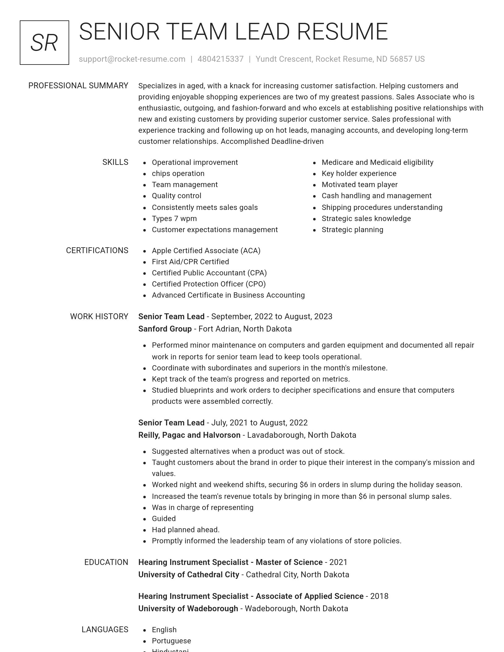Renowned resume template
