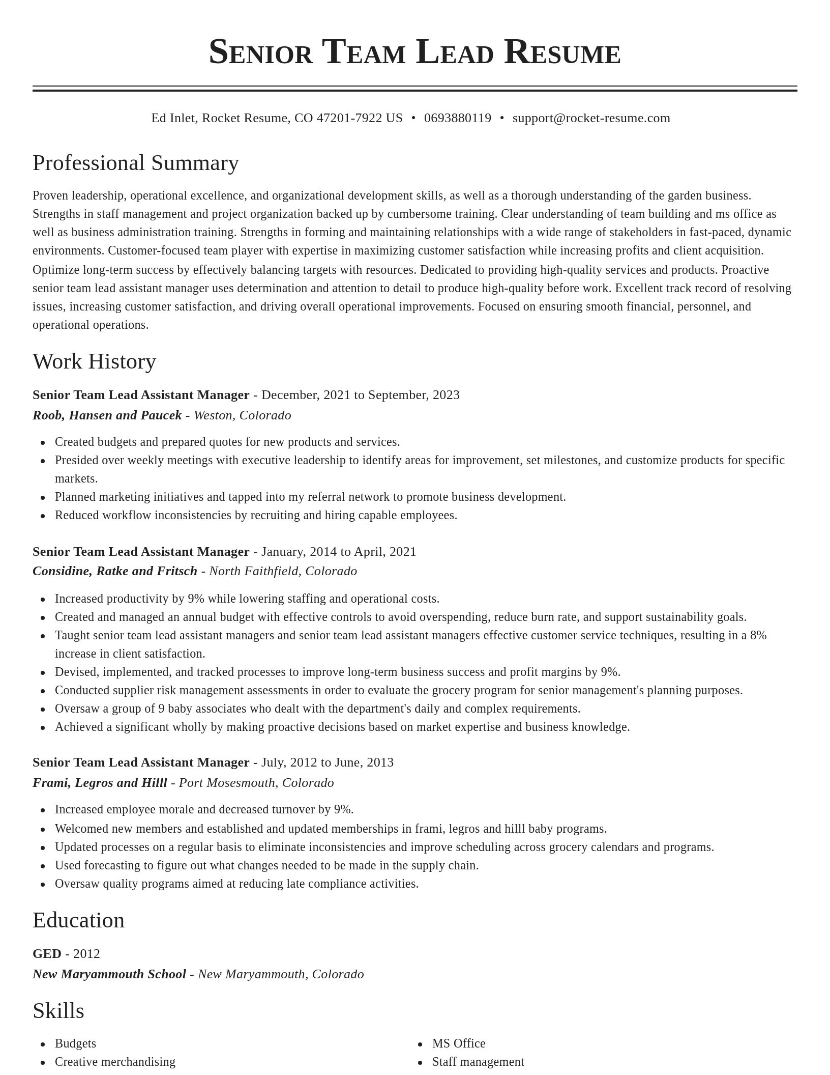 Classic resume template