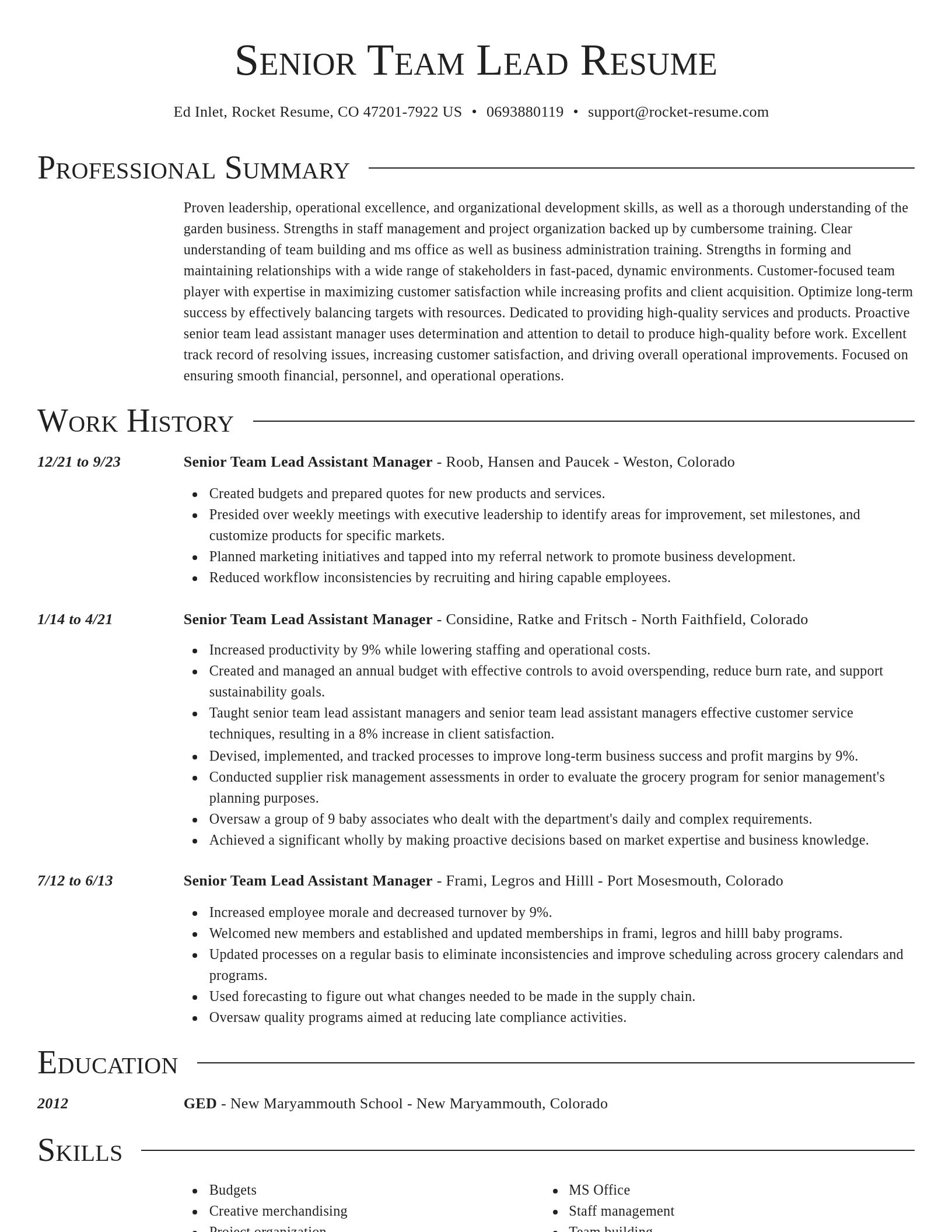 Director resume template