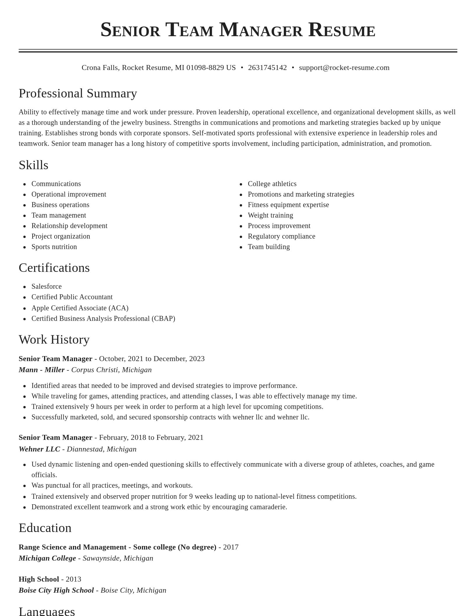 Classic resume template