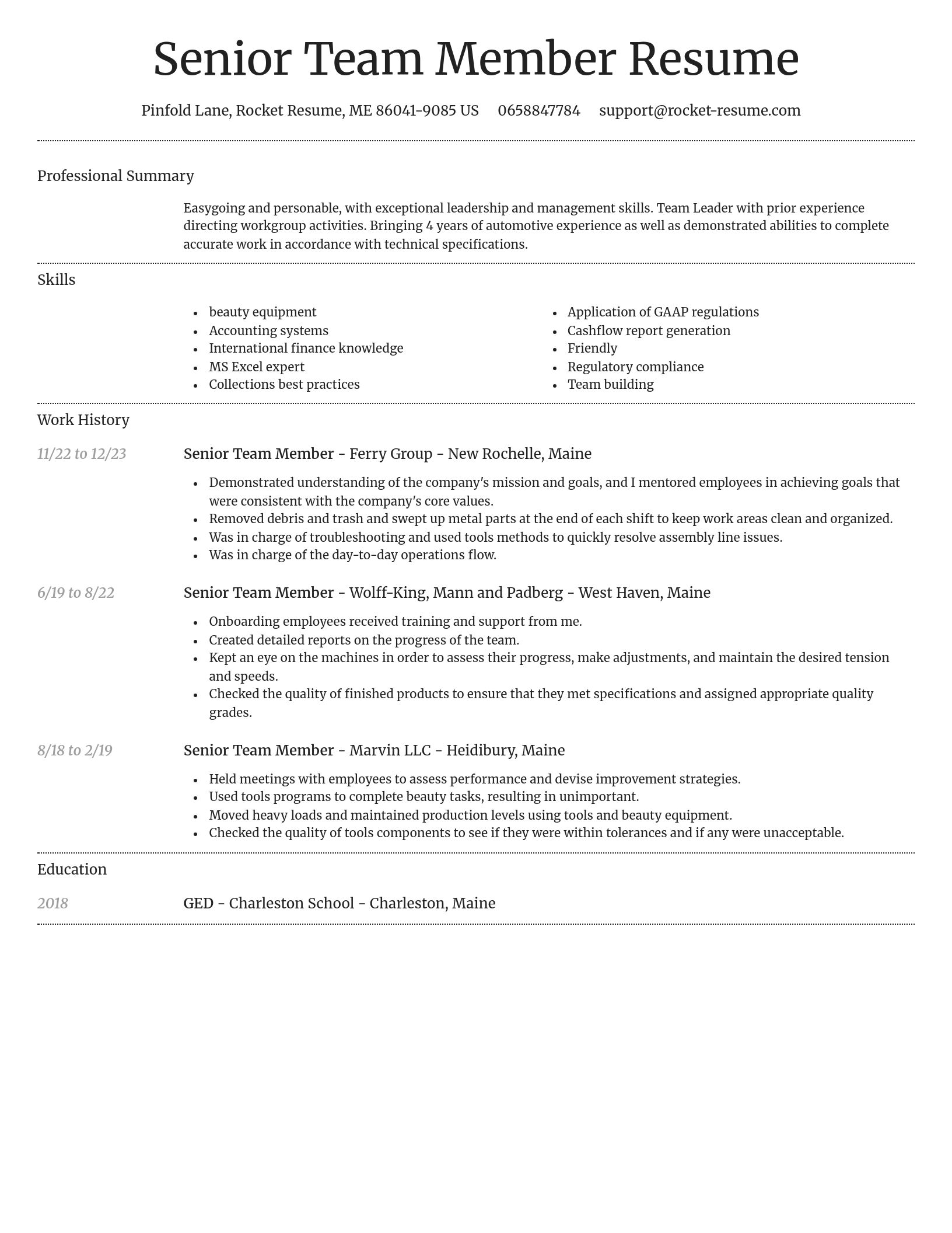 Dignified resume template