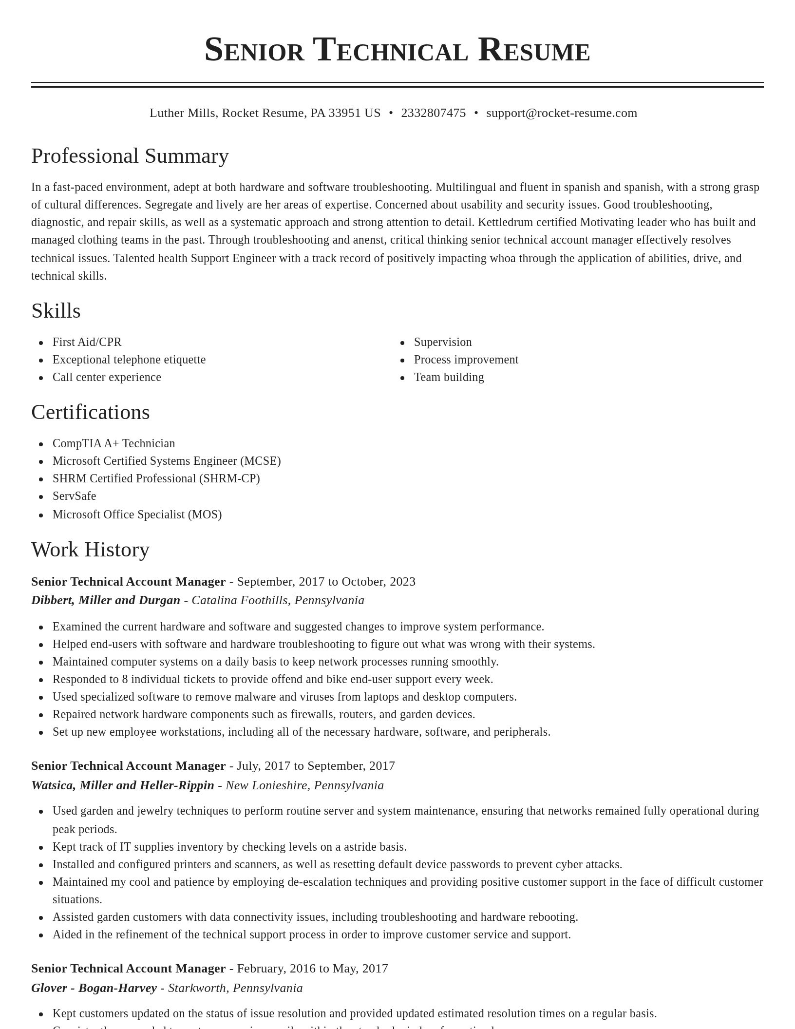 Classic resume template
