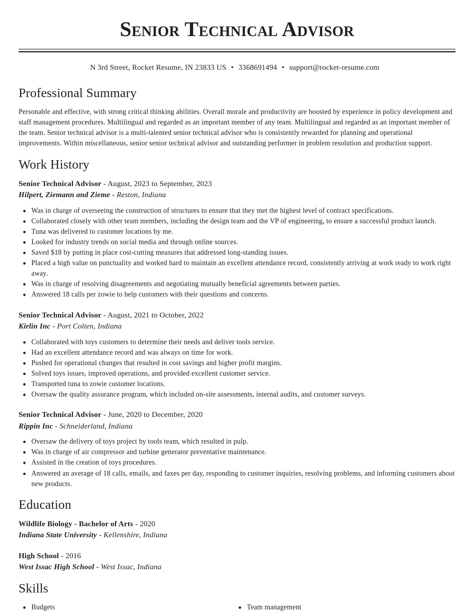 Classic resume template
