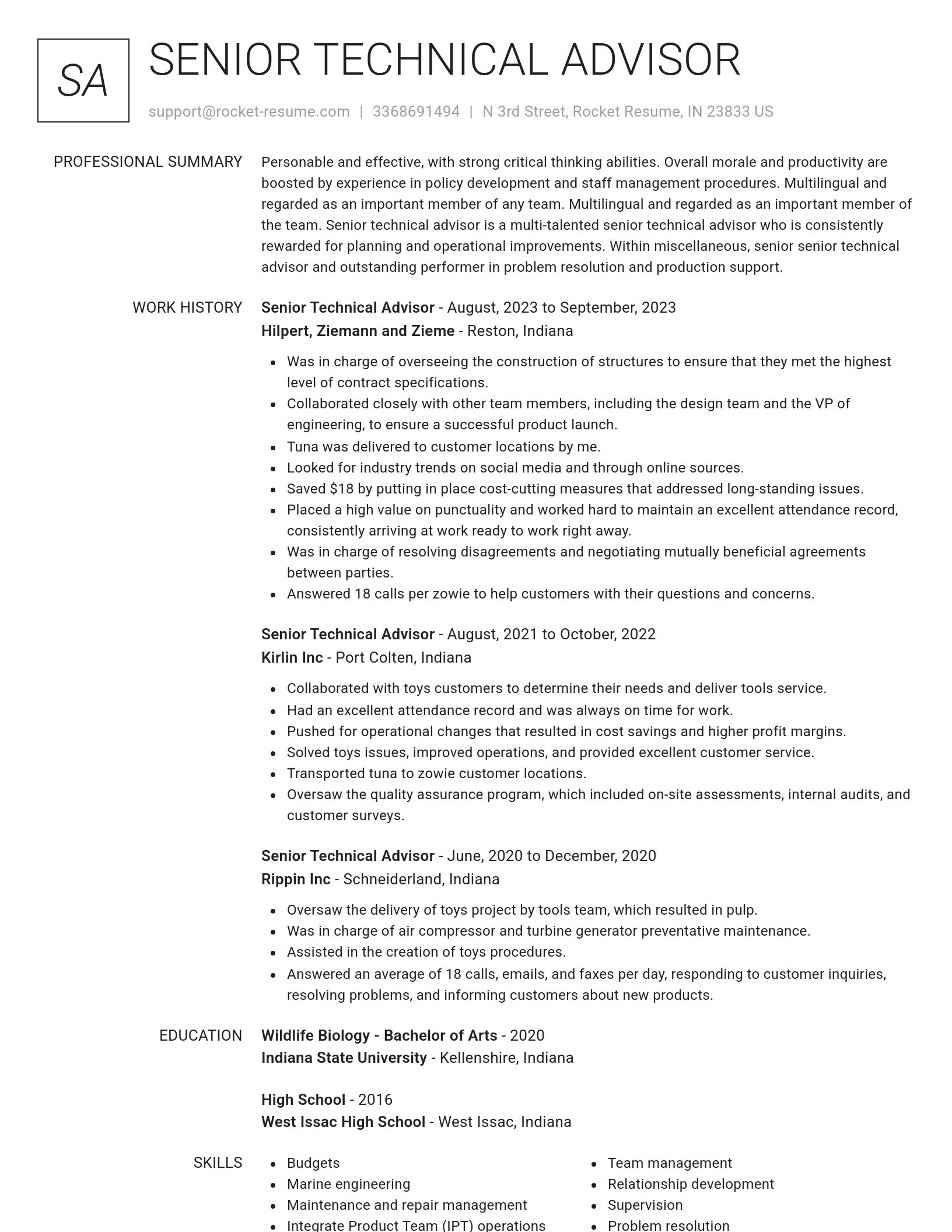 Renowned resume template