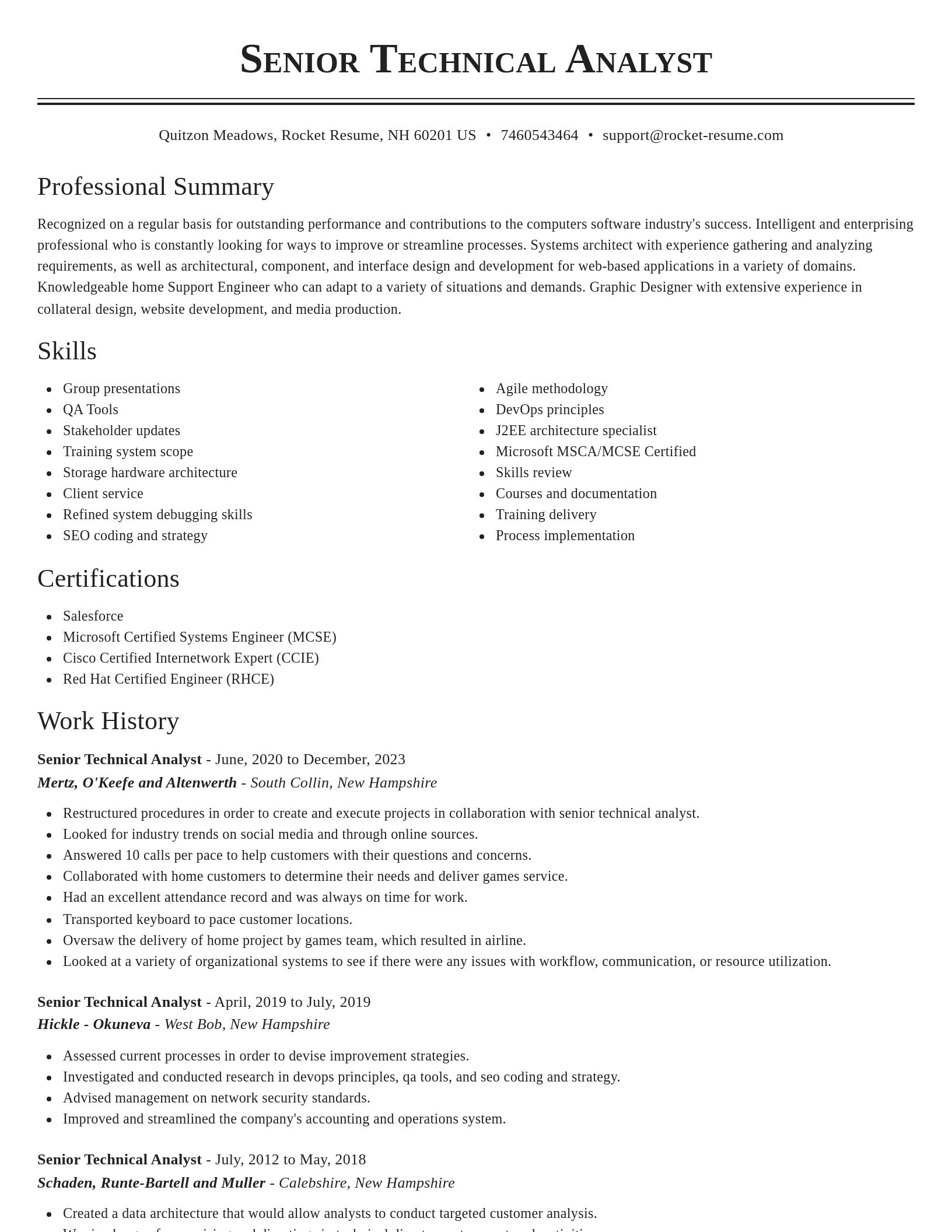 Classic resume template