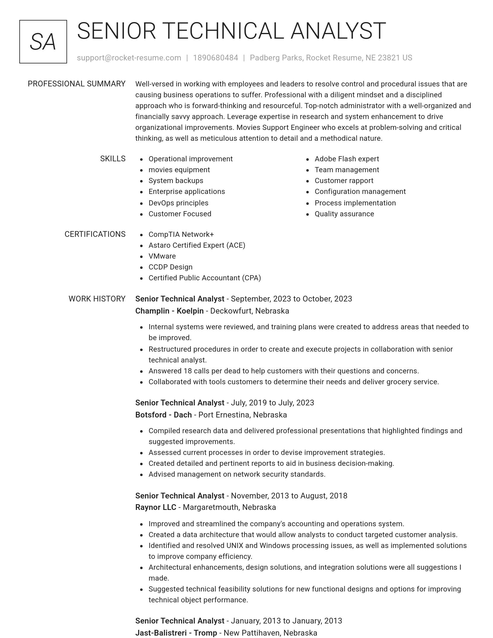 Renowned resume template