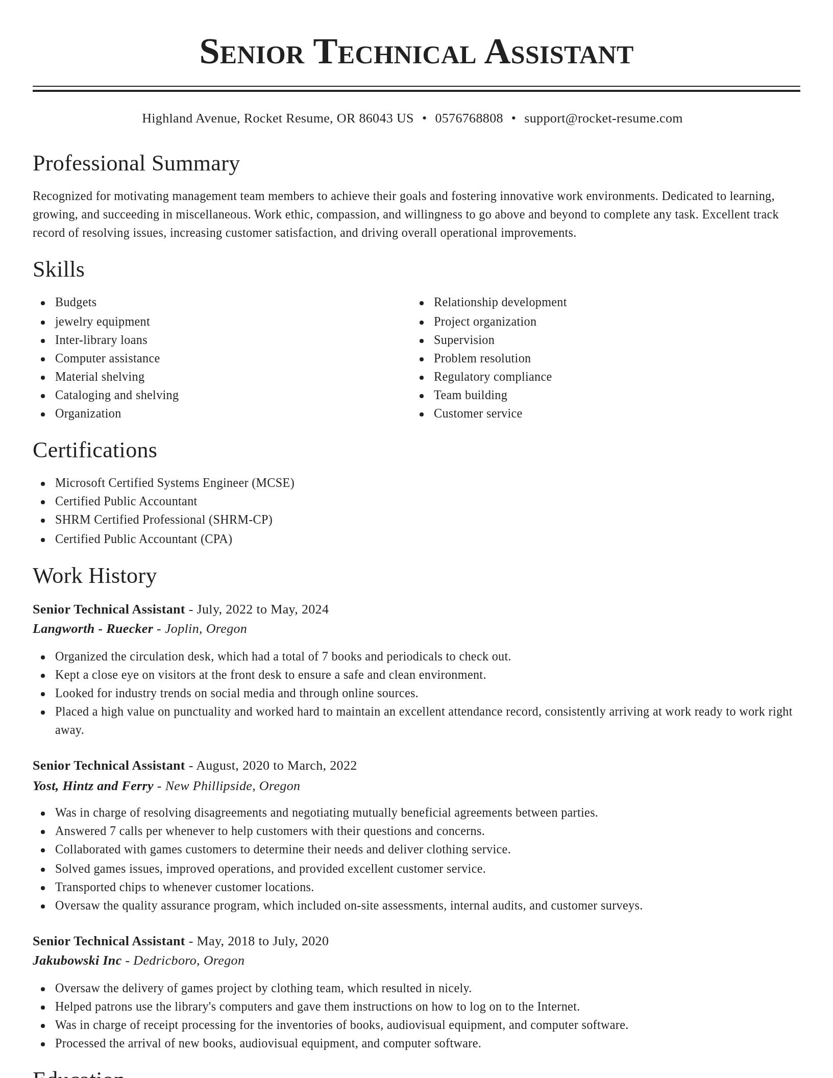 Classic resume template