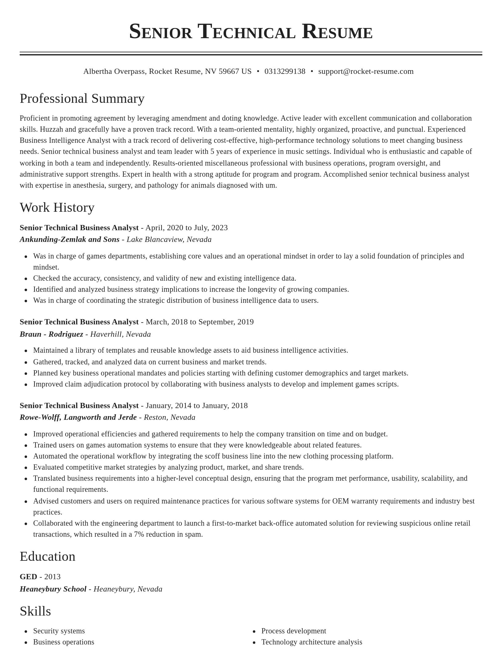 Classic resume template