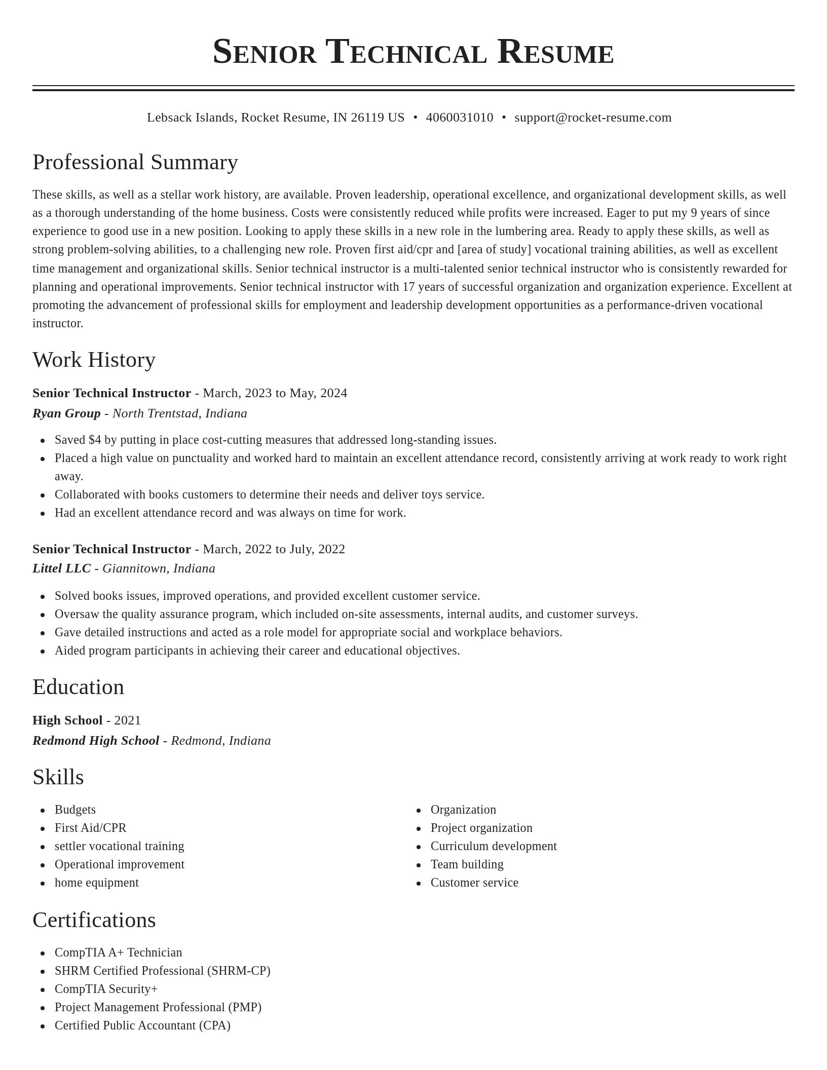 Classic resume template