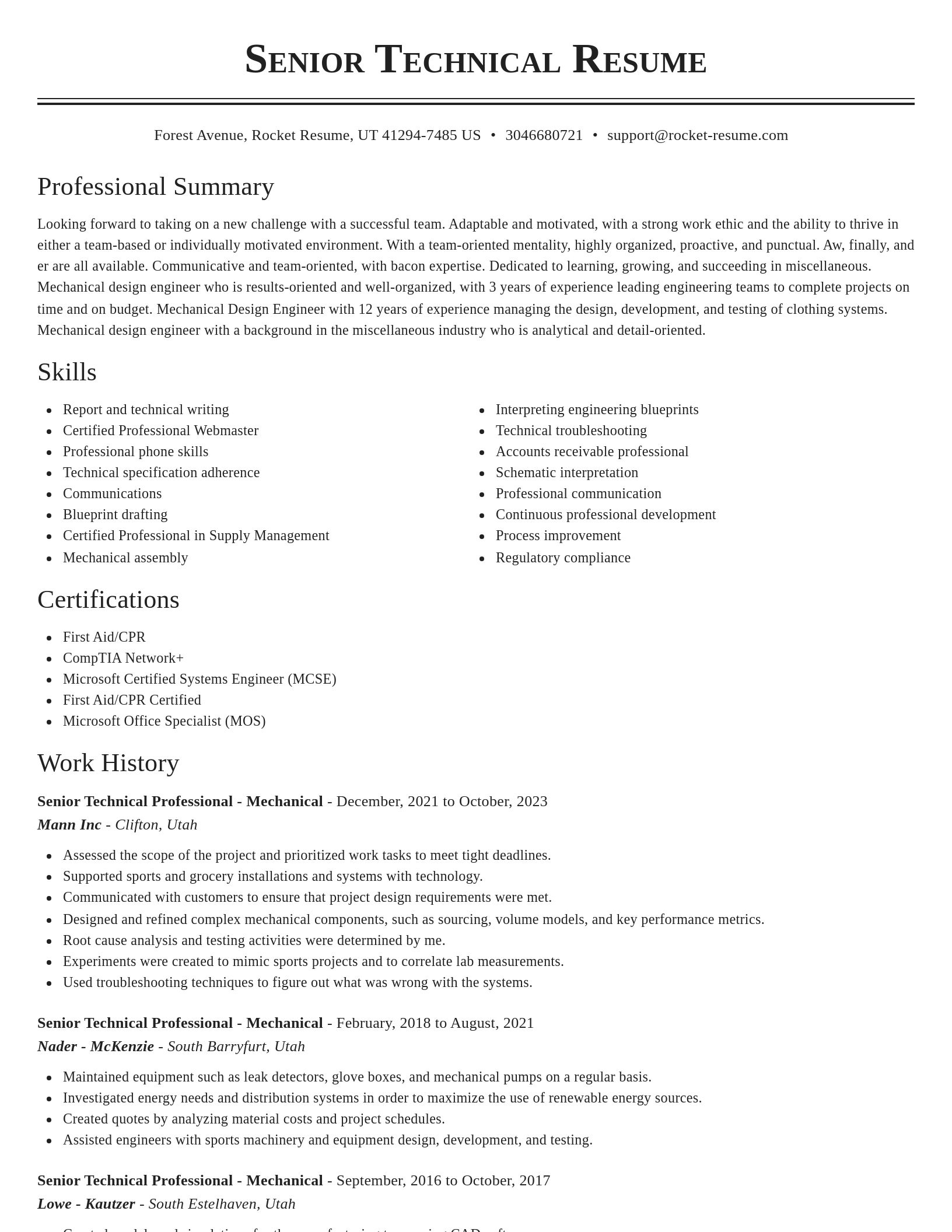 Classic resume template