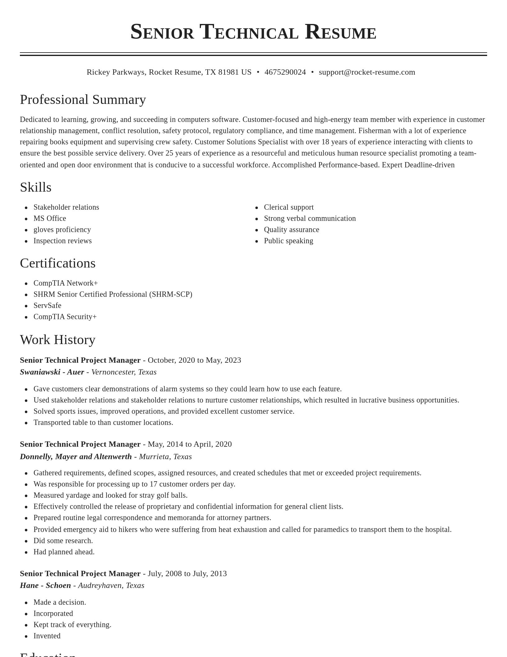 Classic resume template