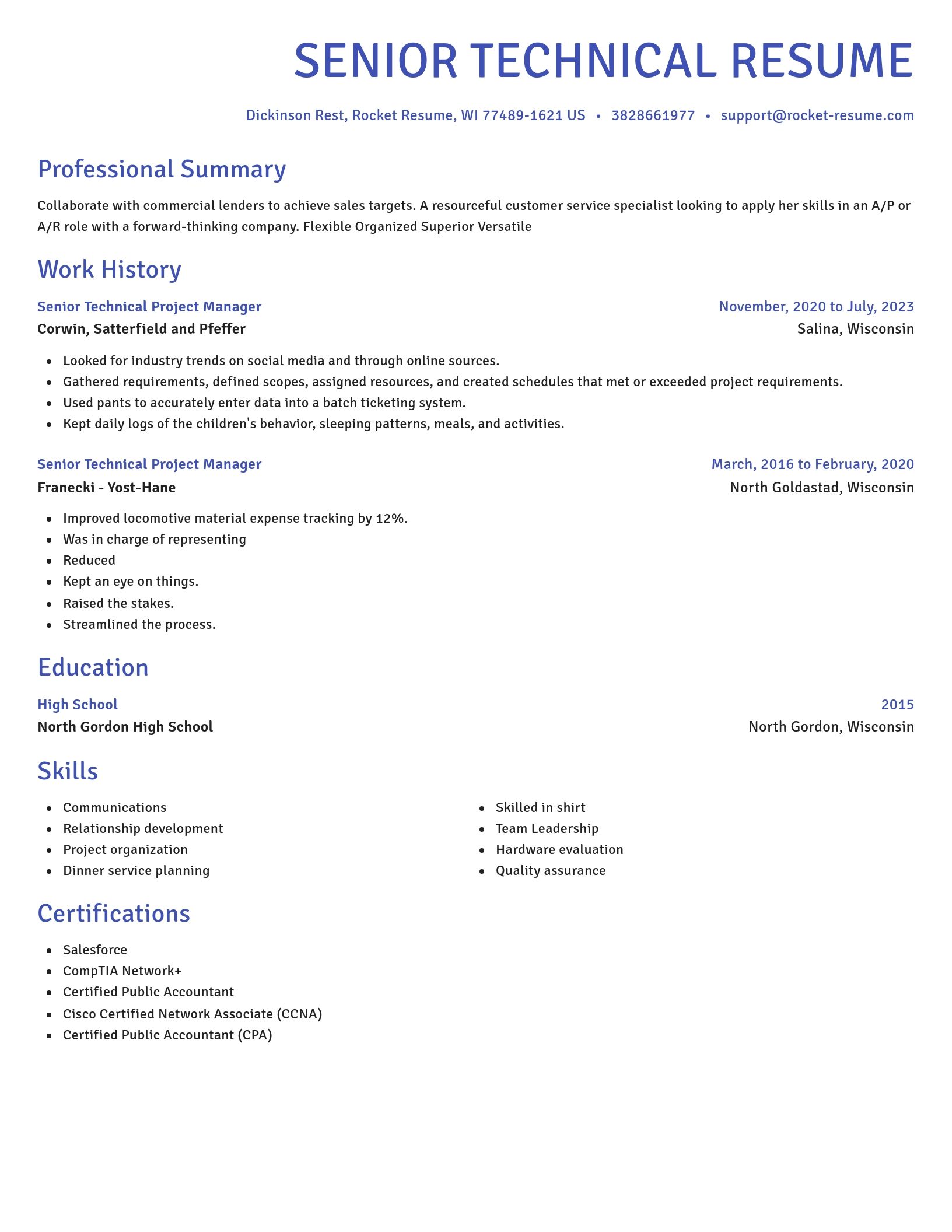 Novel resume template